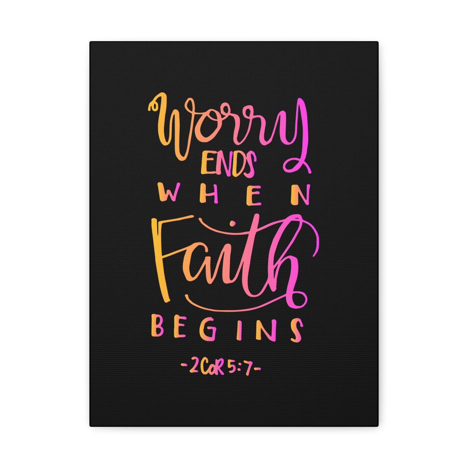 Scripture Walls Worry Ends 2 Corinthians 5:7 Bible Verse Canvas Christian Wall Art Ready to Hang-Express Your Love Gifts