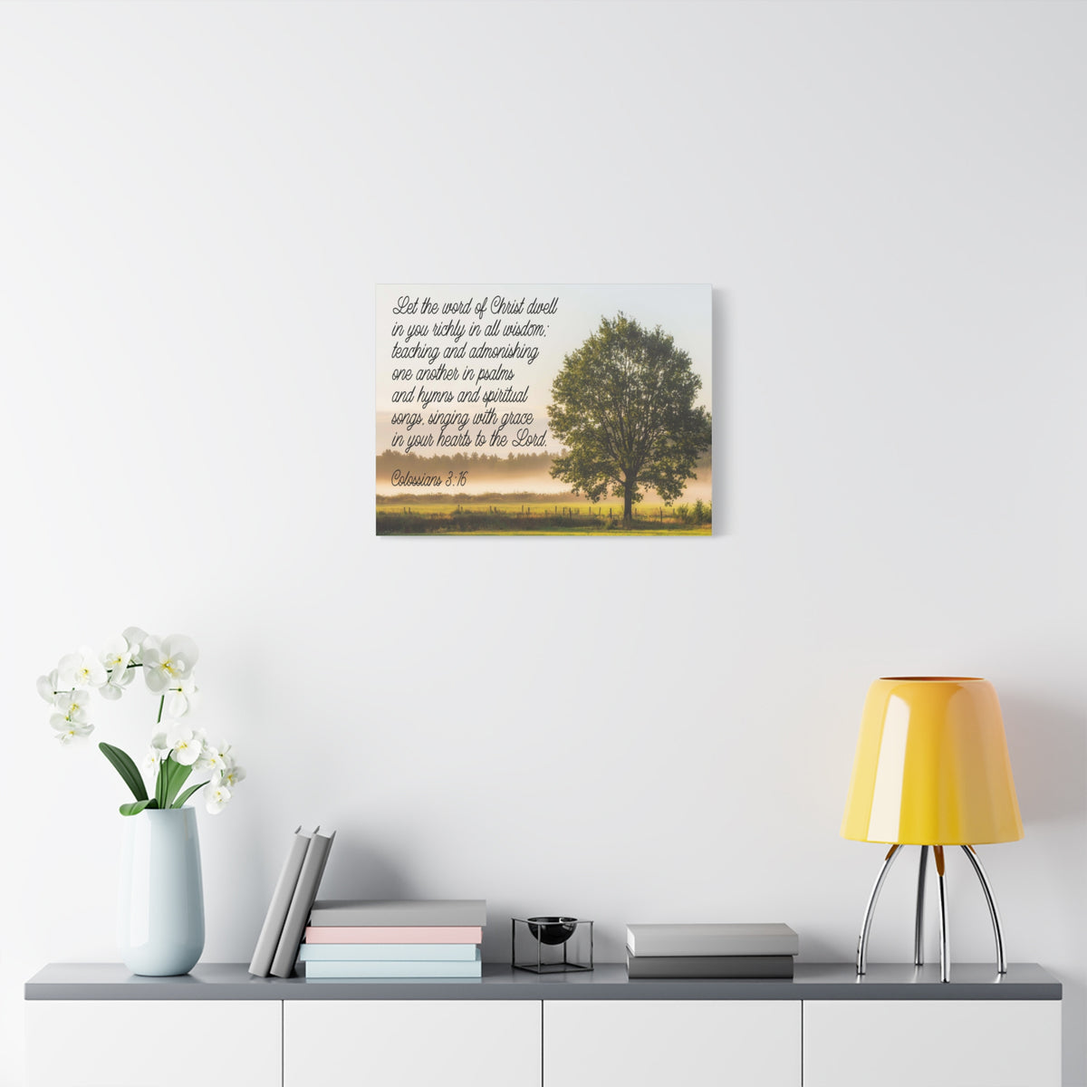 Scripture Canvas Psalms, Hymns and Spiritual Songs Colossians 3:16 Christian Wall Art Bible Verse Print Ready to Hang-Express Your Love Gifts