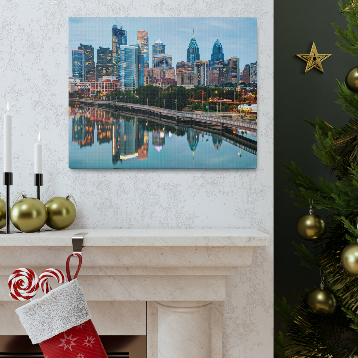 Philadelphia Daytime Skyline Canvas Artwork High-Quality Breathtaking Stunning Cityscape for Home Decor Ready to Hang-Express Your Love Gifts