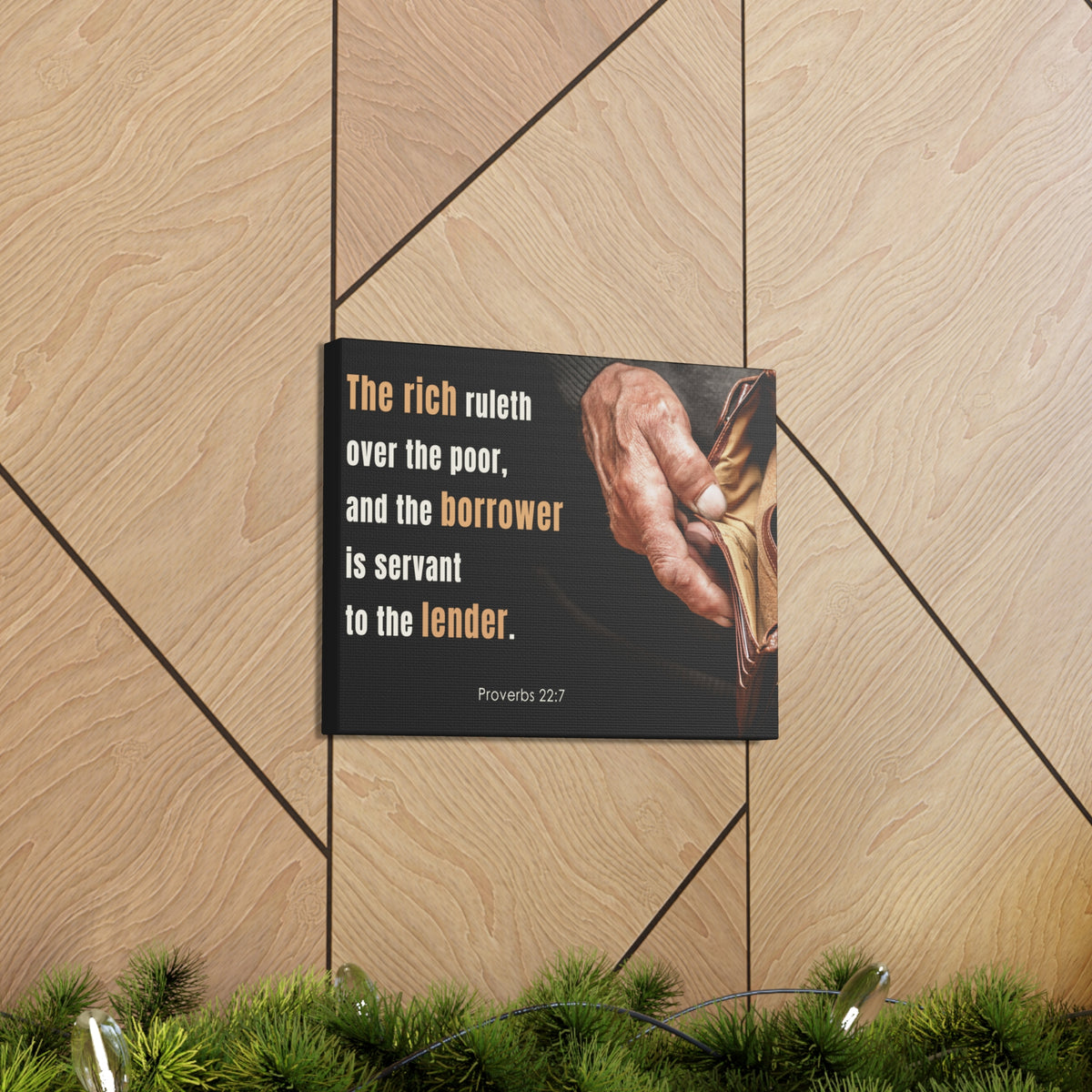 Scripture Walls To The Lender Proverbs 22:7 Bible Verse Canvas Christian Wall Art Ready to Hang-Express Your Love Gifts