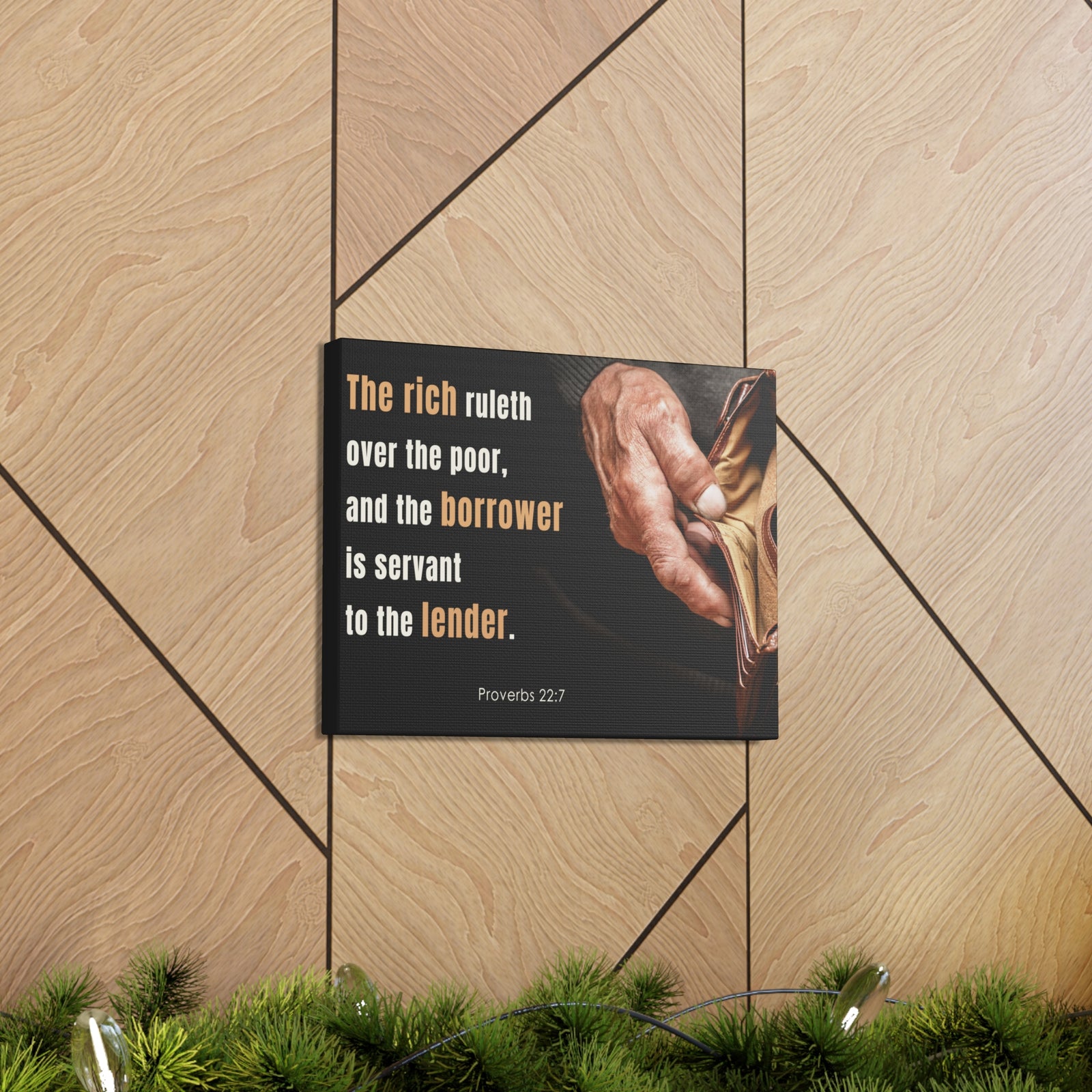 Scripture Walls To The Lender Proverbs 22:7 Bible Verse Canvas Christian Wall Art Ready to Hang-Express Your Love Gifts