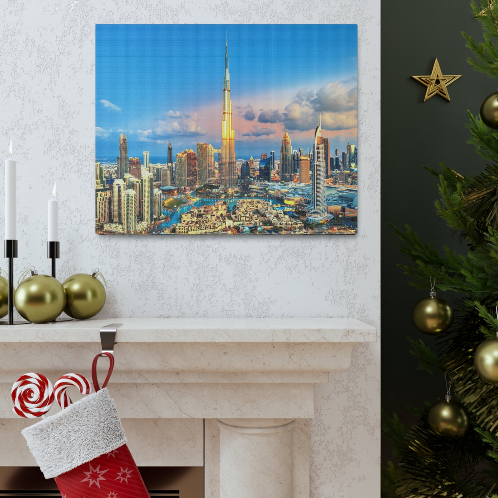 Dubai Daytime Skyline Canvas Artwork High-Quality Breathtaking Stunning Cityscape for Home Decor Ready to Hang-Express Your Love Gifts