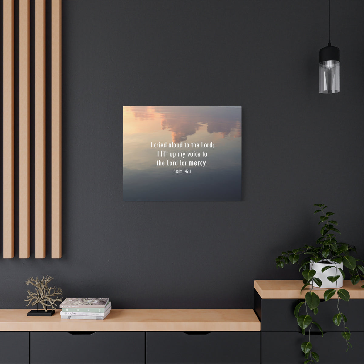 Scripture Walls The Lord Of Mercy Psalm 142:1 Bible Verse Canvas Christian Wall Art Ready to Hang-Express Your Love Gifts