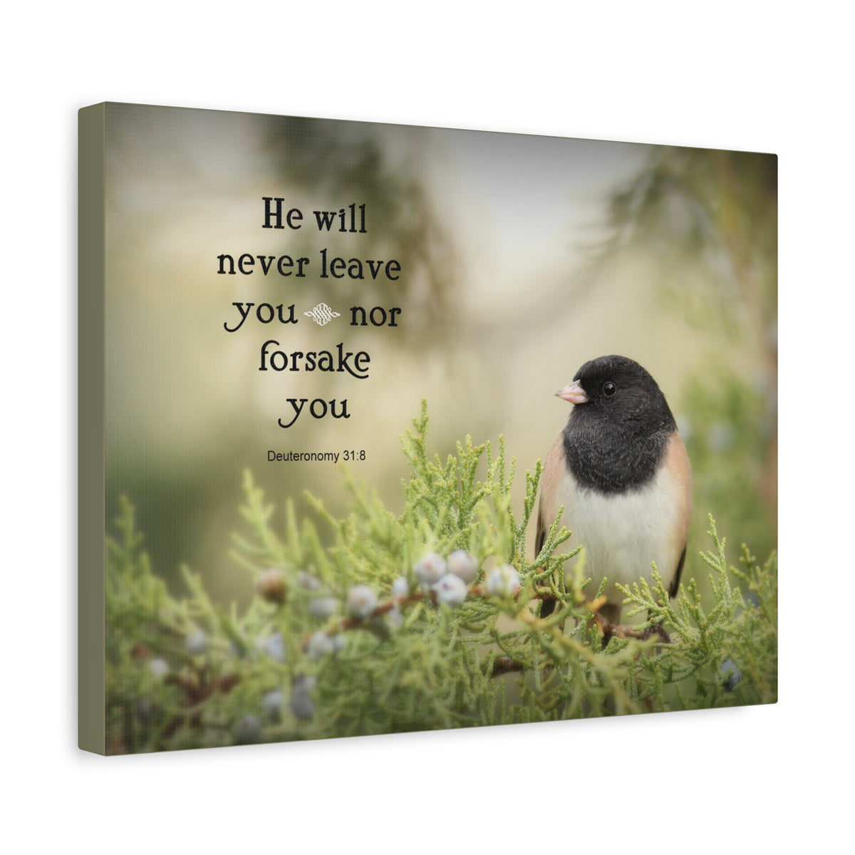 Scripture Canvas Never Forsake Deuteronomy 31:8 Christian Wall Art Bible Verse Print Ready to Hang-Express Your Love Gifts