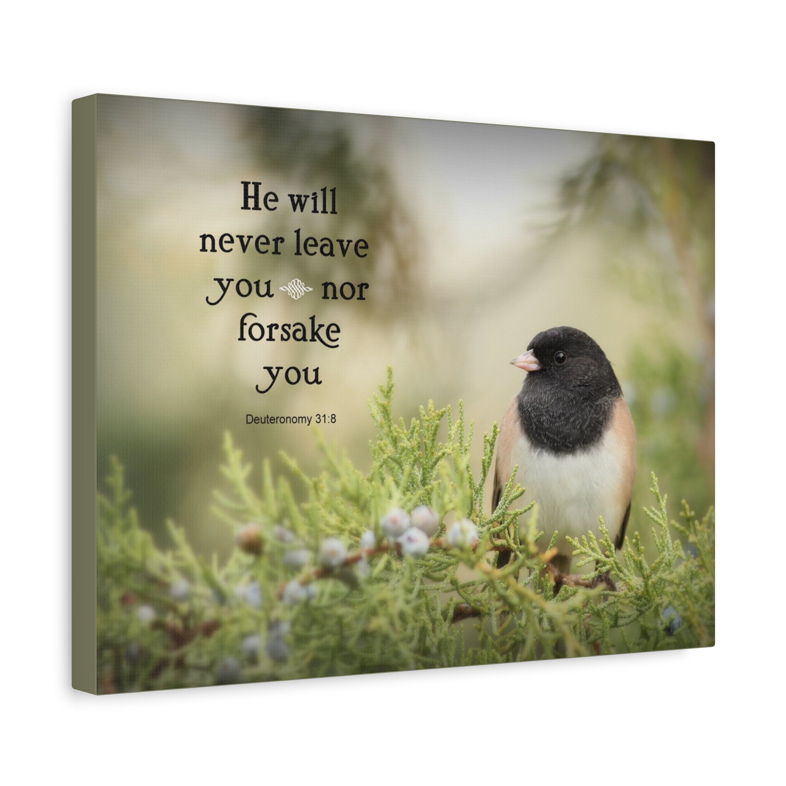 Scripture Canvas Never Forsake Deuteronomy 31:8 Christian Wall Art Bible Verse Print Ready to Hang-Express Your Love Gifts