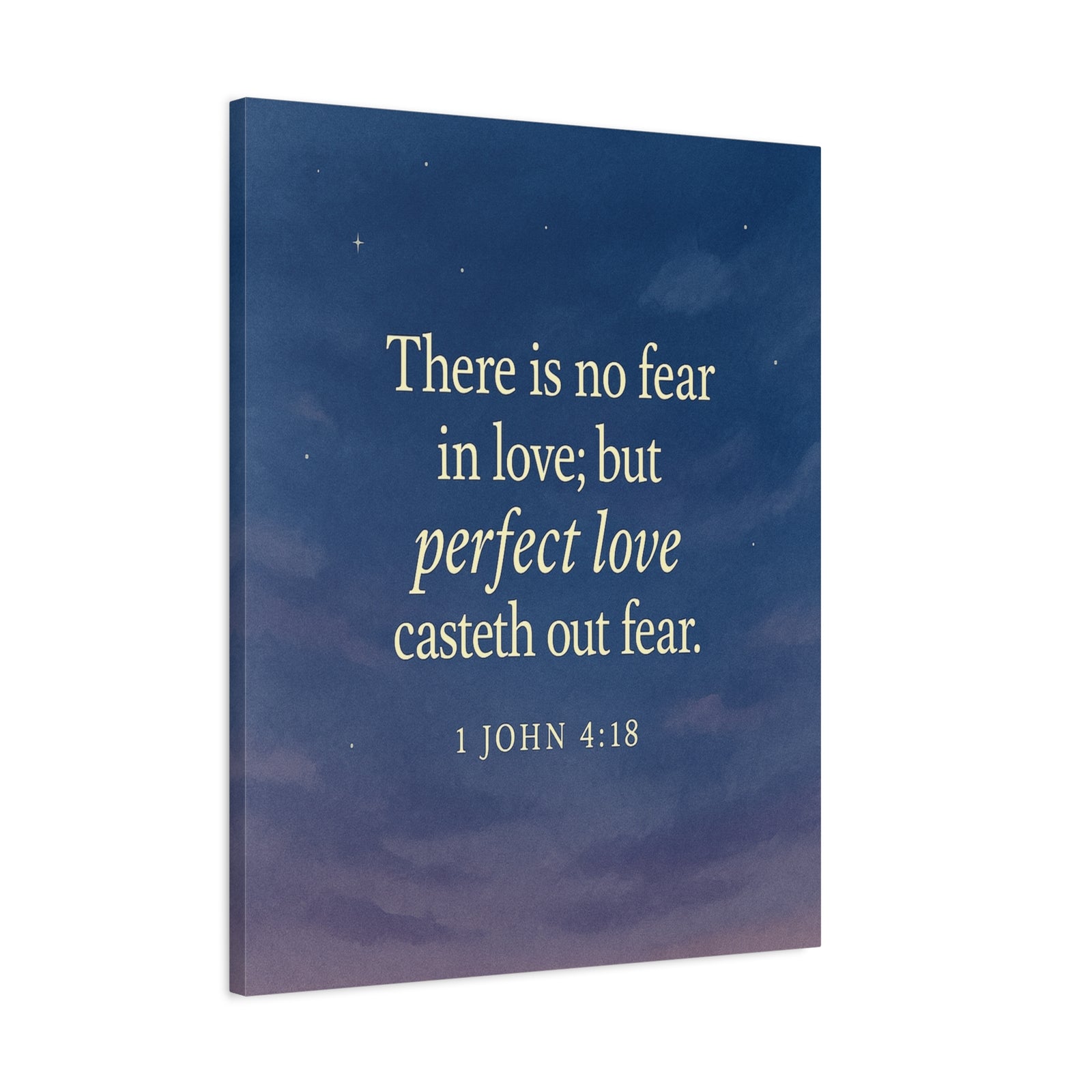 Bible Verse Canvas 1 John 4:18 Christian Home Décor Wall Art Scripture Ready to Hang Faith Print-Express Your Love Gifts