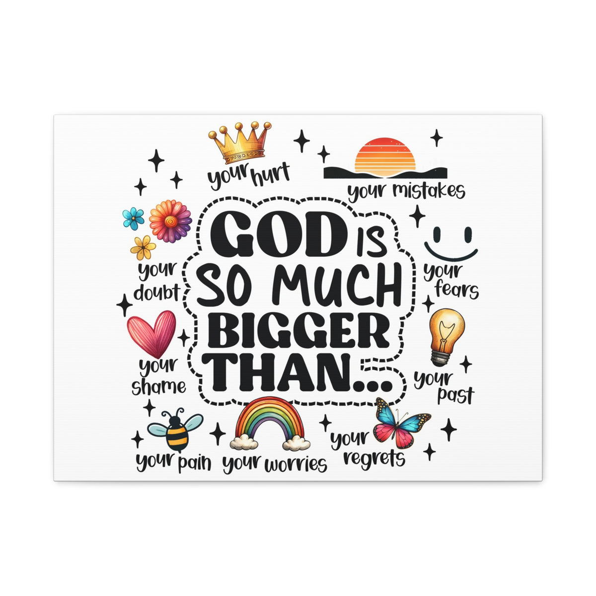 Scripture Walls God Bigger Than Everything Bible Verse Canvas Christian Wall Art Ready to Hang Unframed-Express Your Love Gifts