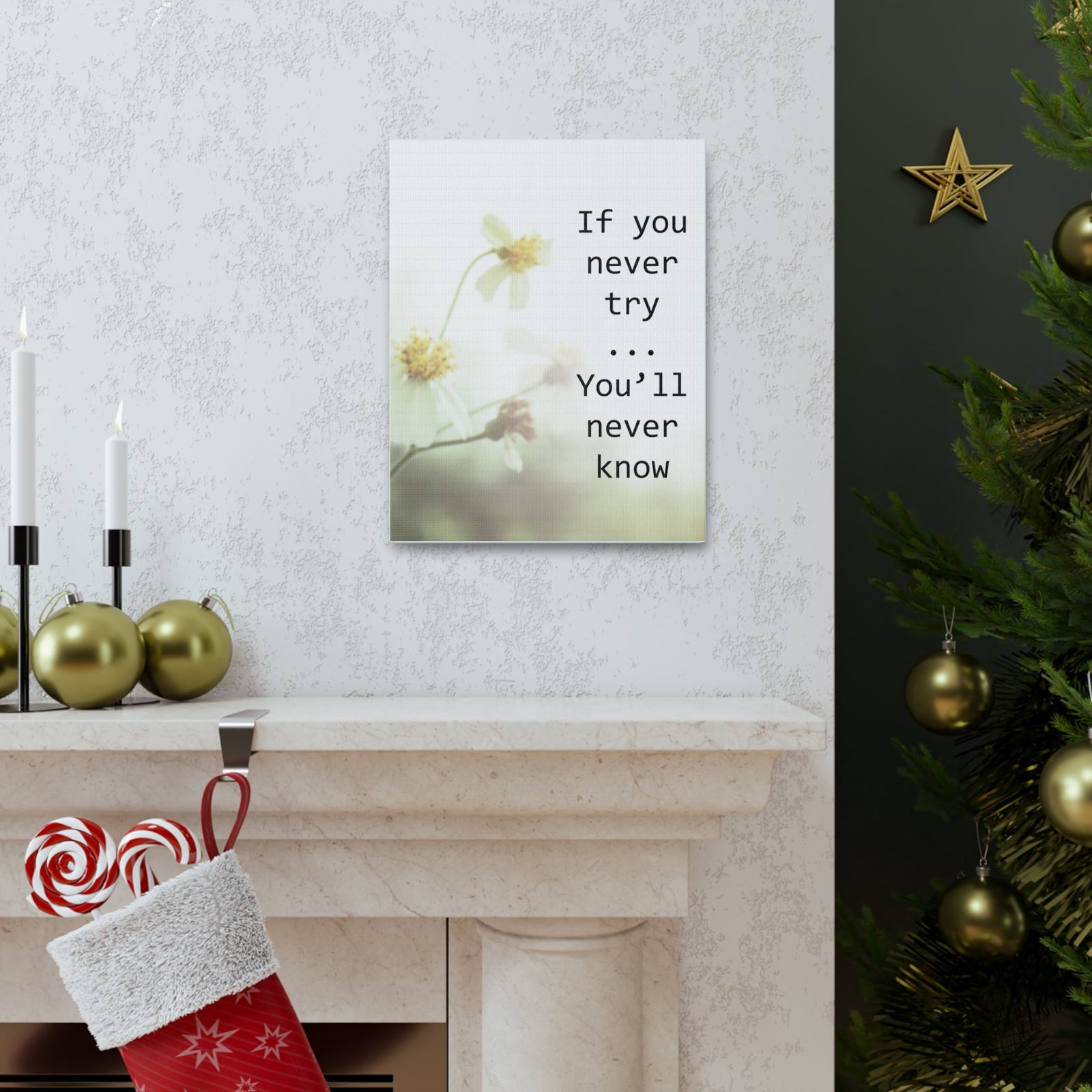 Inspirational Quote Canvas If You Never Try You'll Never Know Wall Art Motivational Motto Inspiring Prints Artwork Decor Ready to Hang-Express Your Love Gifts