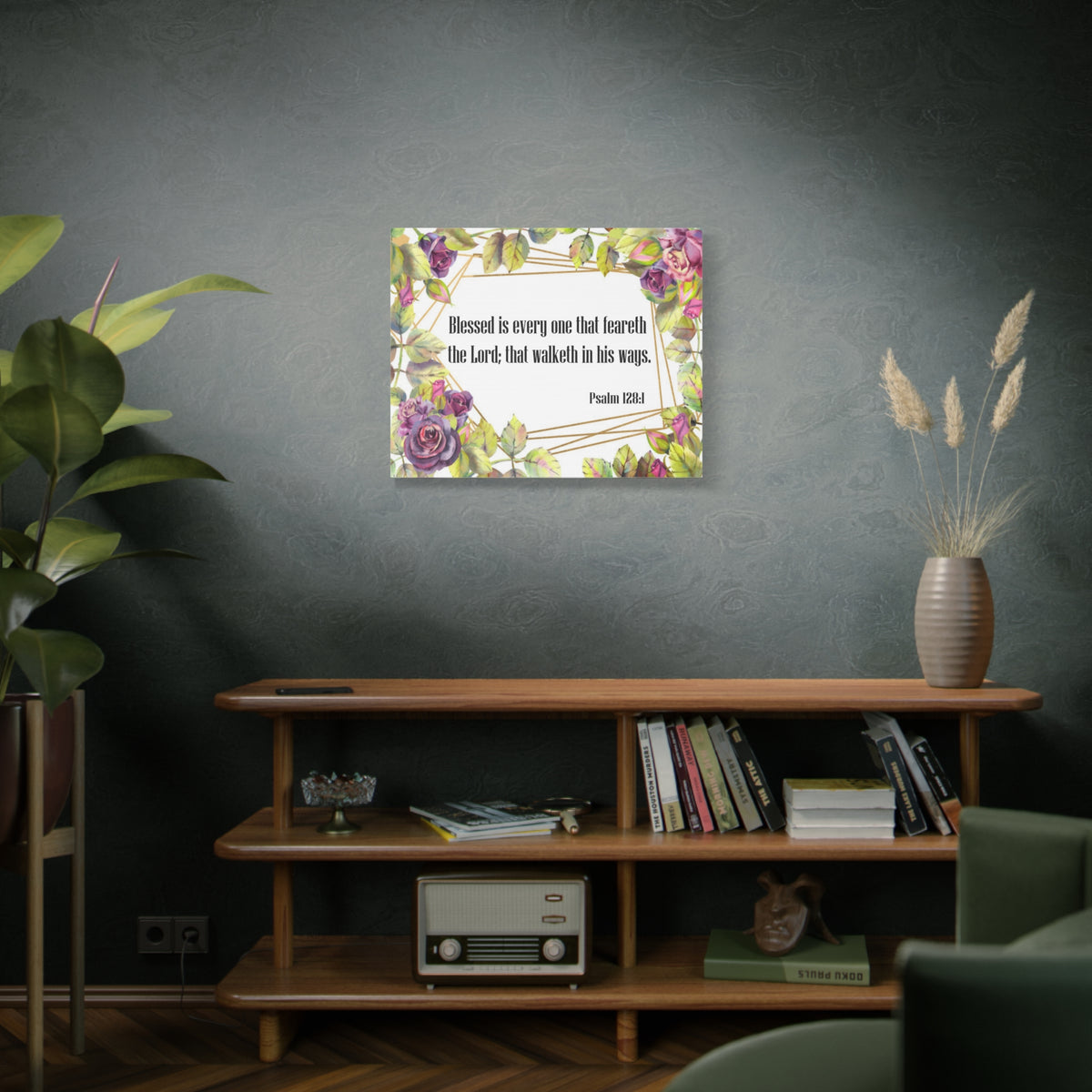 Bible Verse Canvas Blessed is Everyone Psalm 128:1 Christian Home Décor Wall Art Scripture Ready to Hang Faith Print-Express Your Love Gifts