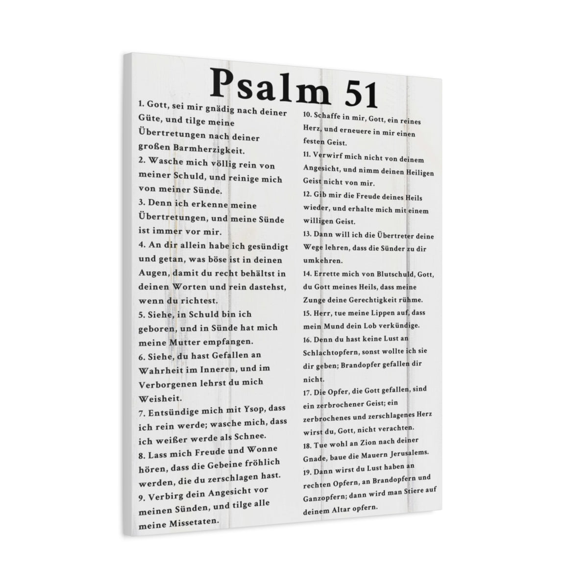 Scripture Walls Psalm 51 German White Bible Verse Canvas Christian Wall Art Ready to Hang Unframed-Express Your Love Gifts