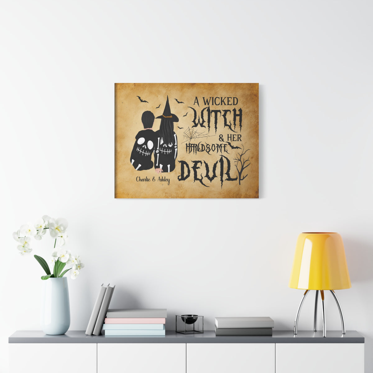 Personalized Wicked Witch & Handsome Devil Halloween Canvas Wall Art-Express Your Love Gifts