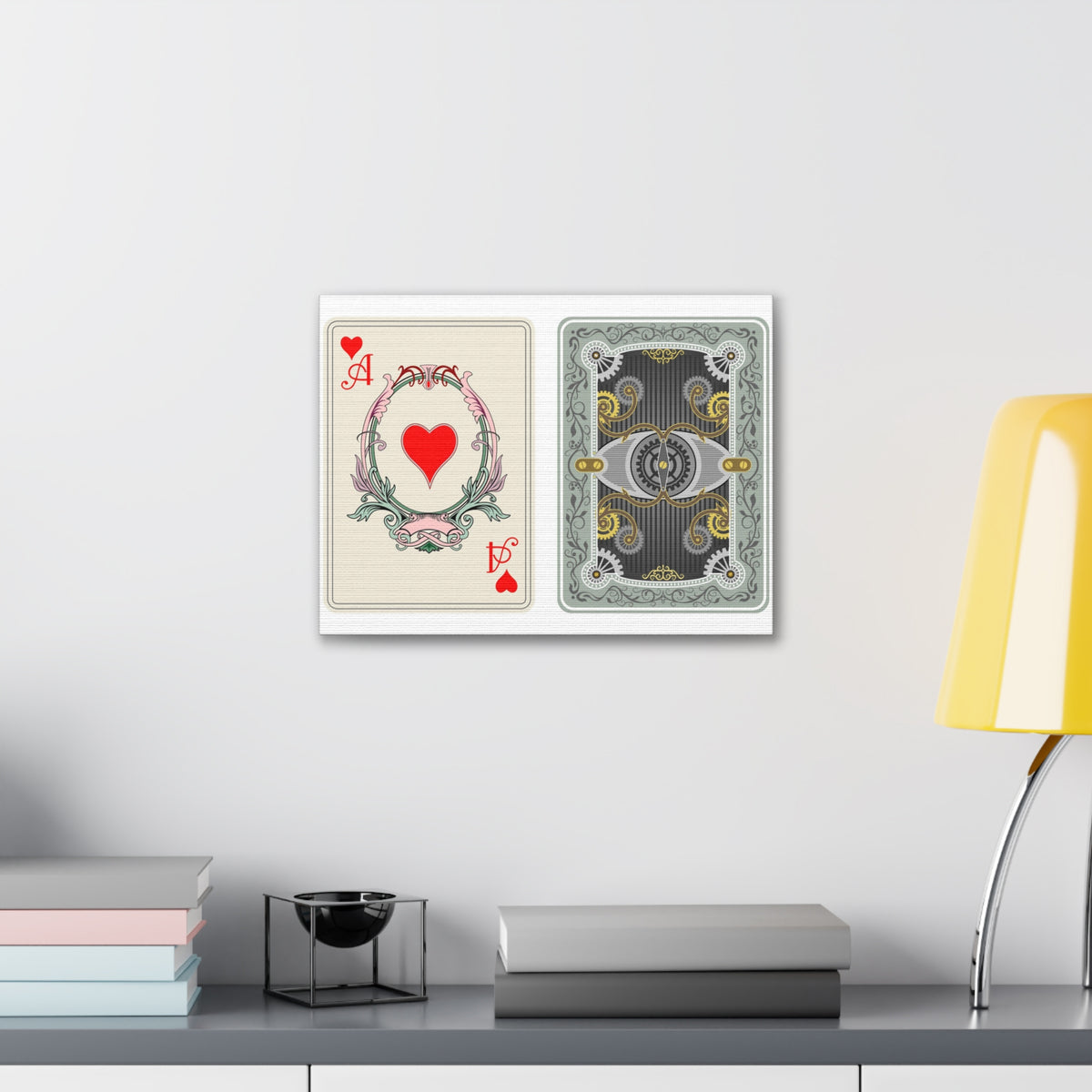 Steampunk Style Ace Of Hearts Playing Card Canvas Wall Art for Home Decor Ready-to-Hang-Express Your Love Gifts