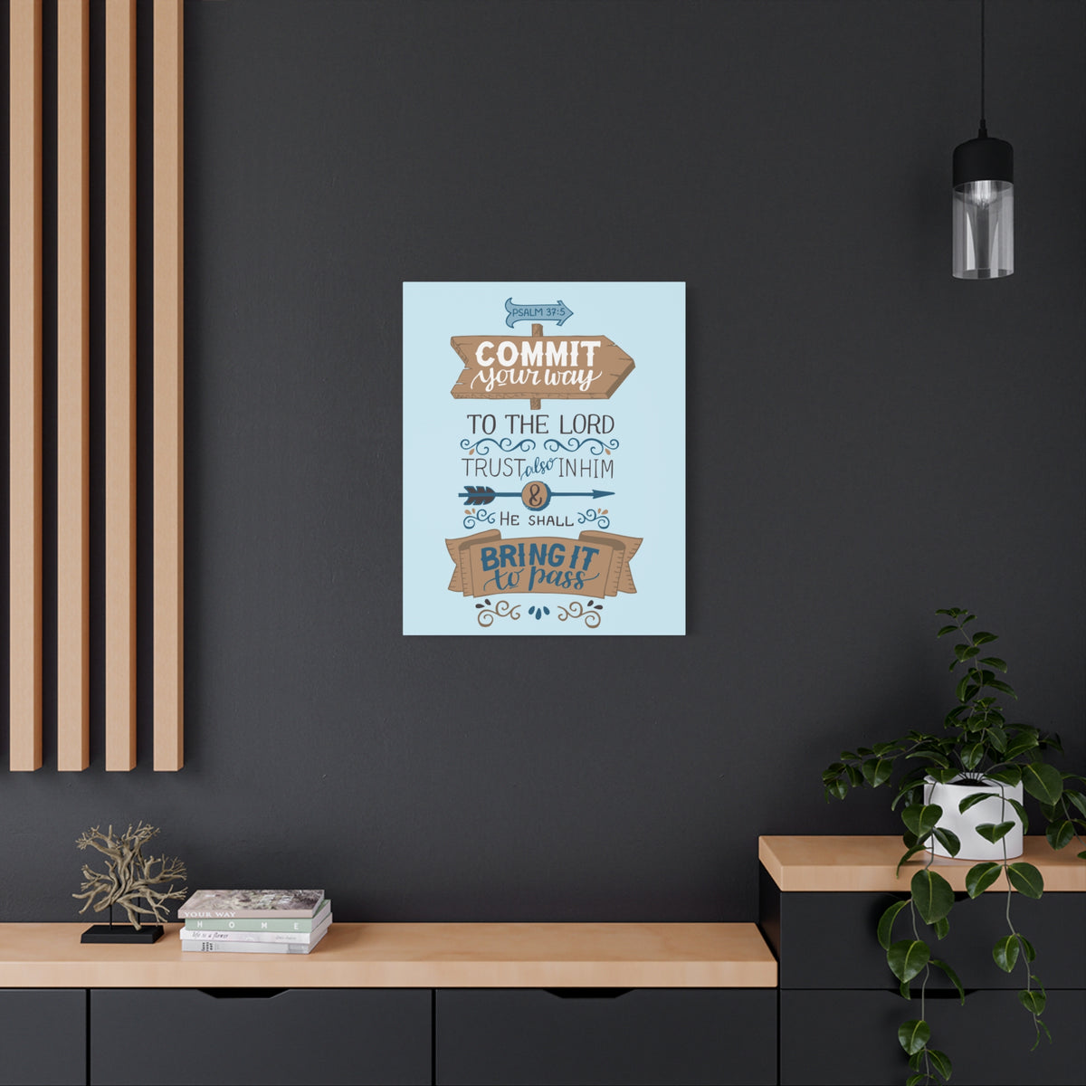 Scripture Canvas Commit Your Way Psalm 37:5 Christian Wall Art Bible Verse Print Ready To Hang-Express Your Love Gifts