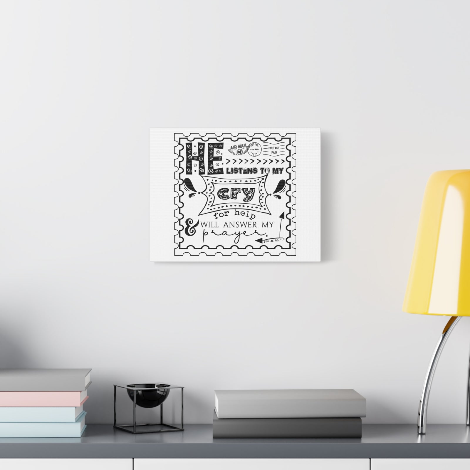Scripture Canvas He Listens To My Cry Psalm 6:9 Christian Wall Art Bible Verse Print Ready to Hang-Express Your Love Gifts