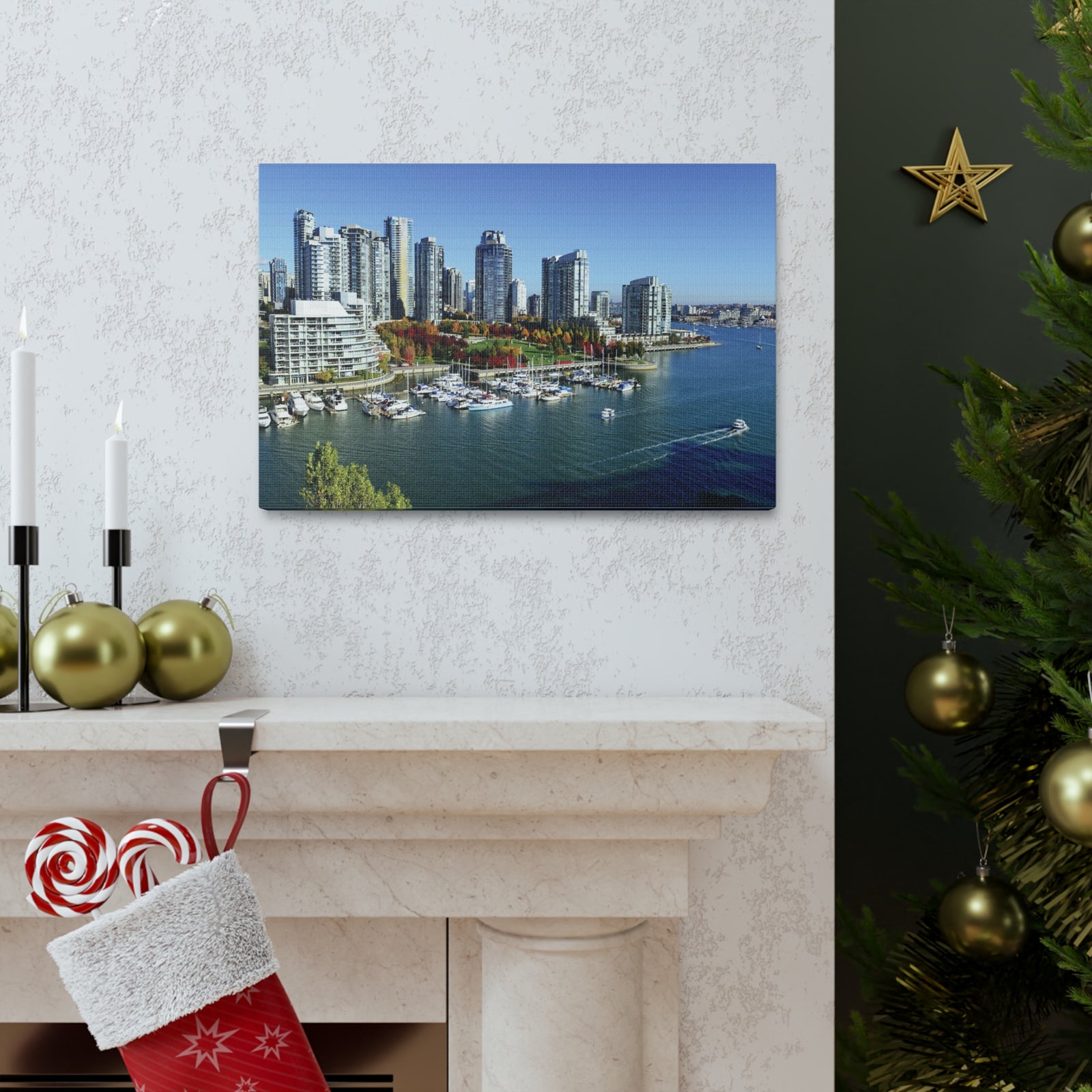 Vancouver Daytime Skyline Canvas Artwork High-Quality Breathtaking Stunning Cityscape for Home Decor Ready to Hang-Express Your Love Gifts