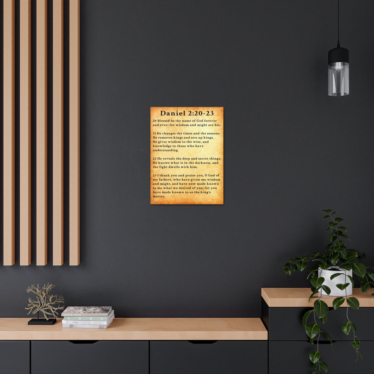 Scripture Walls Daniel 2:20-23 Daniel's Prayer of Praise Gold Bible Verse Canvas Christian Wall Art Ready to Hang Unframed-Express Your Love Gifts