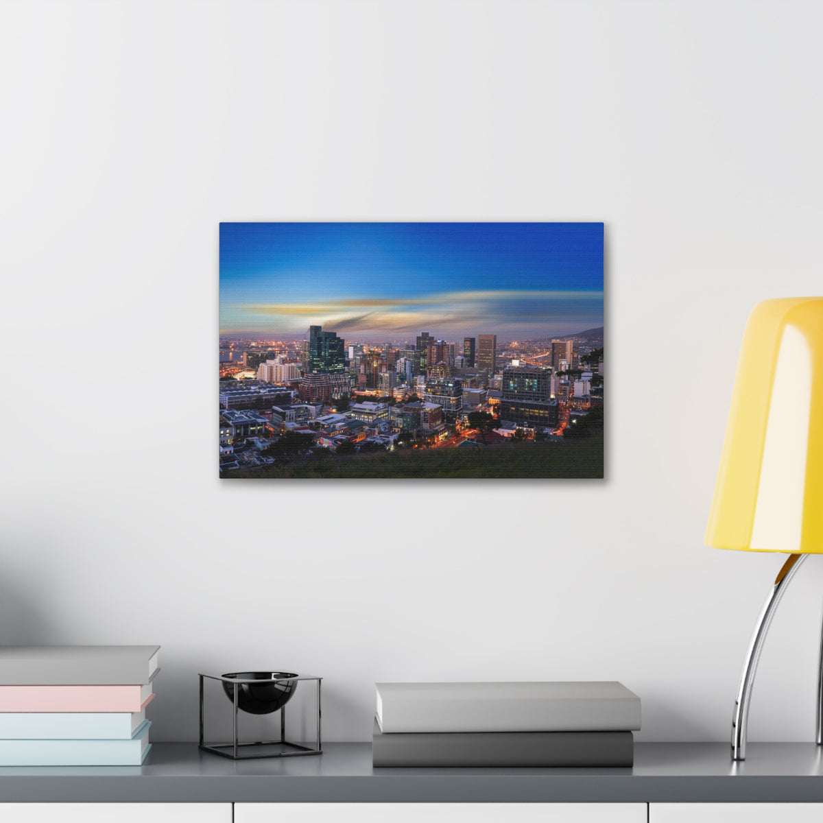 Cape Town Night Skyline Canvas Artwork High-Quality Breathtaking Stunning Cityscape for Home Decor Ready to Hang-Express Your Love Gifts