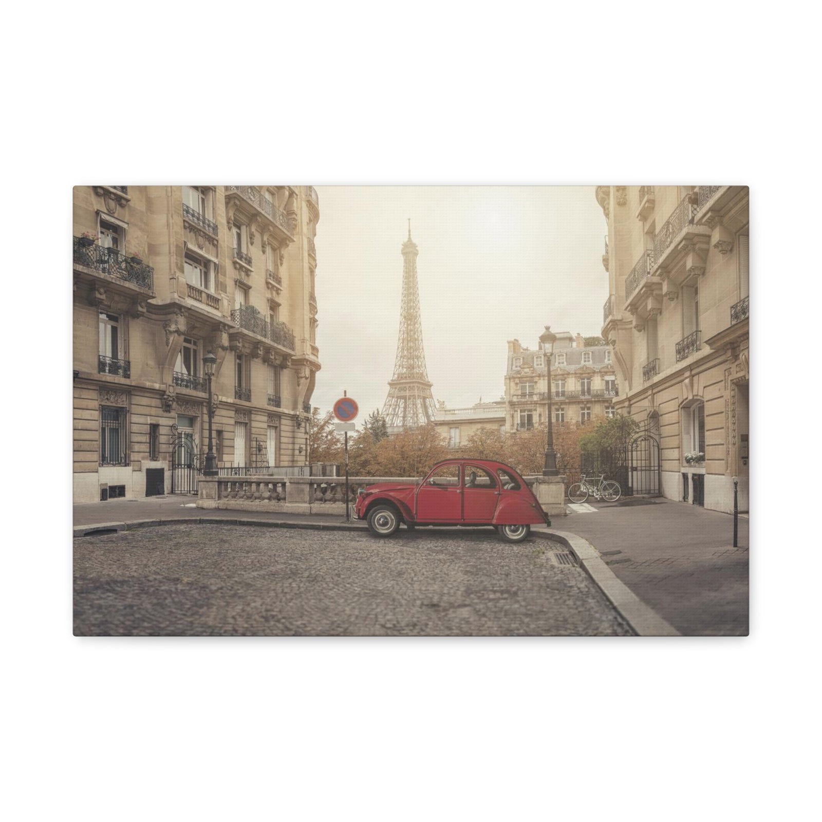 Eiffel Tower Retro Bike Paris Sunset Skyline Canvas Artwork High-Quality Breathtaking Stunning Cityscape Home Decor Ready to Hang-Express Your Love Gifts