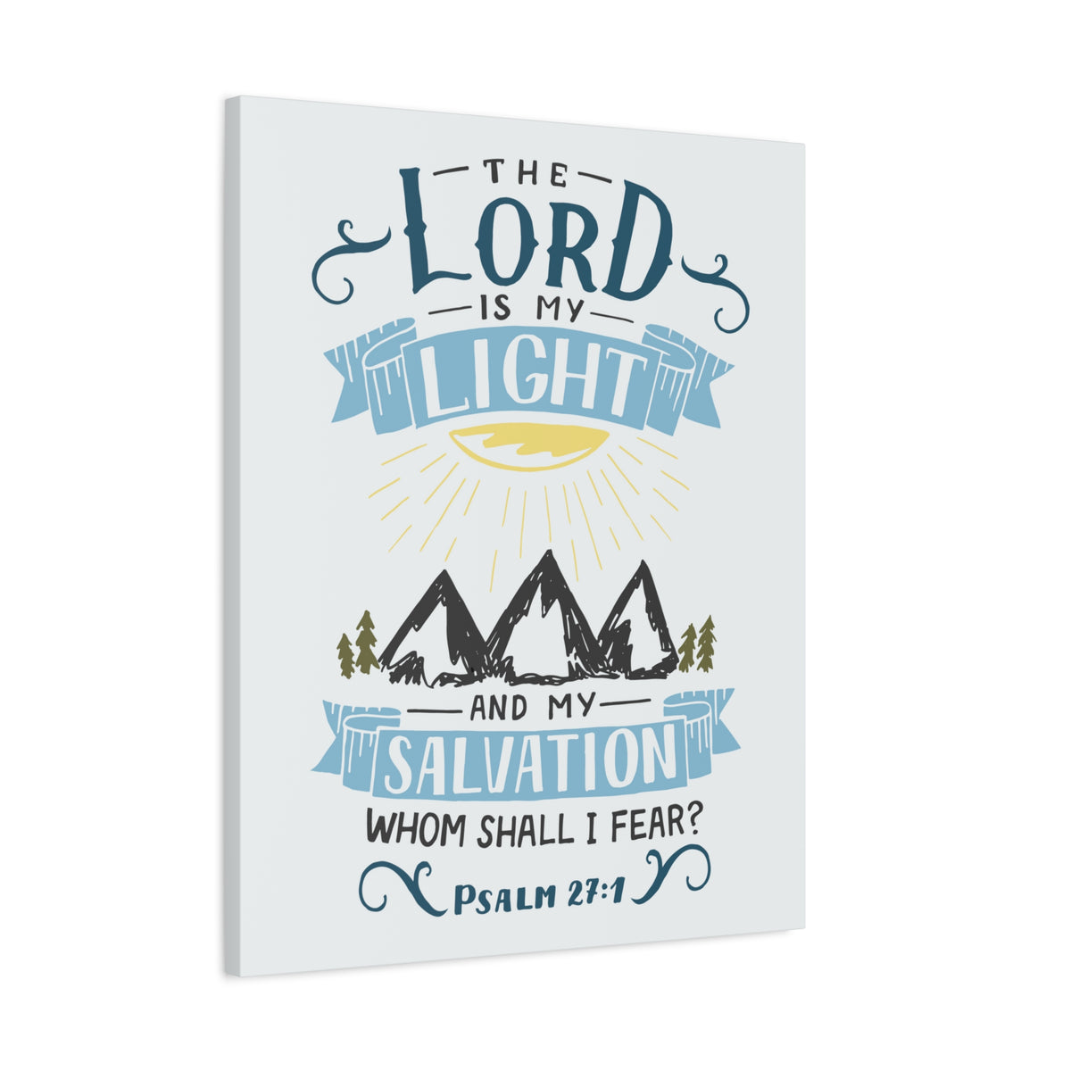 Scripture Canvas The Lord Is My Light Psalm 27:1 Christian Wall Art Bible Verse Print Ready to Hang-Express Your Love Gifts
