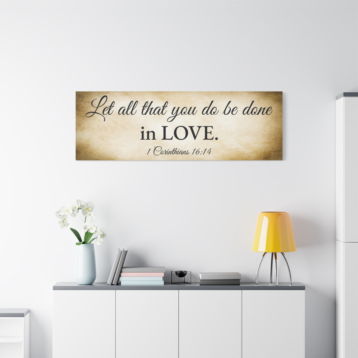 Scripture Walls 1 Corinthians 16:14 Gold Bible Verse Canvas Christian Wall Art Ready to Hang Unframed-Express Your Love Gifts