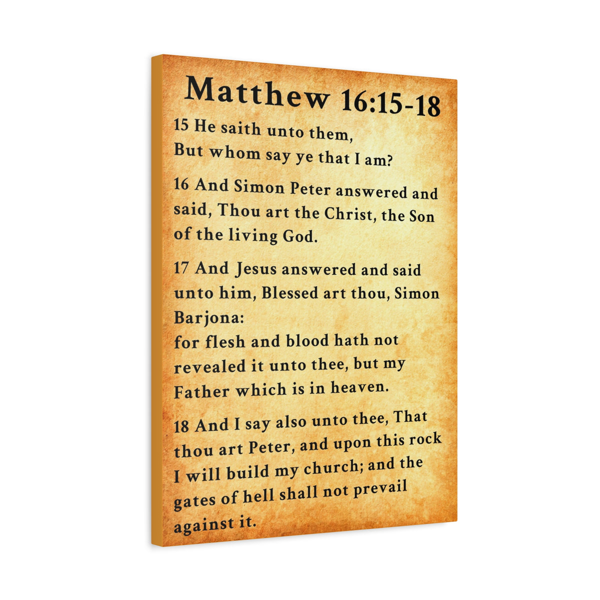 Scripture Walls Matthew 16:15-18 KJV Bible Verse Canvas Christian Wall Art Ready to Hang Unframed-Express Your Love Gifts