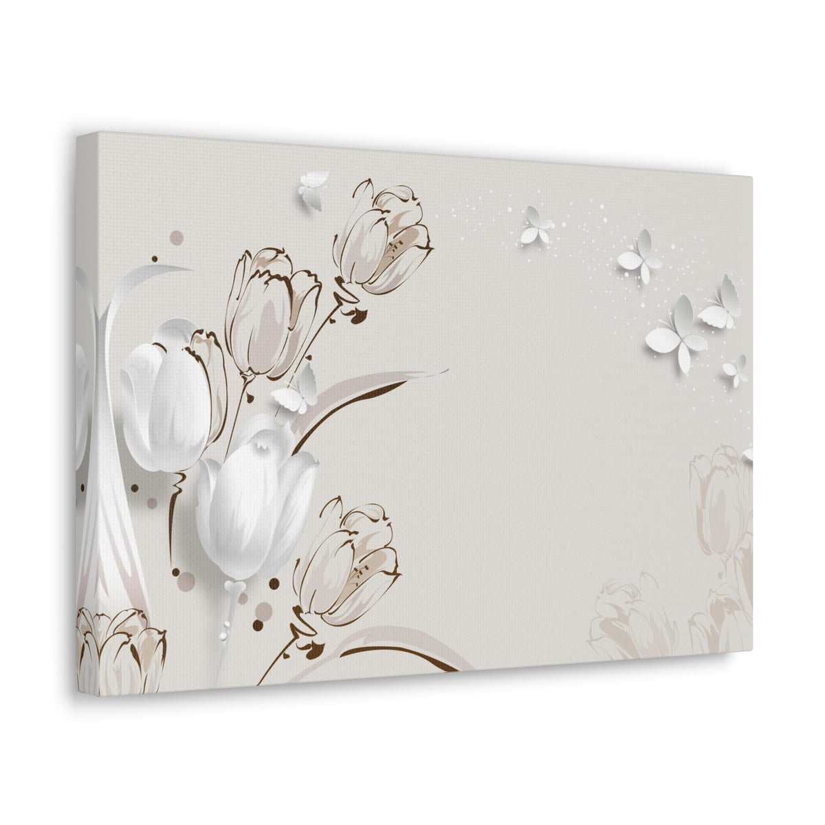 3D Butterflies And Beautiful Tulips Flower Canvas Wall Art for Home Decor Ready-to-Hang-Express Your Love Gifts