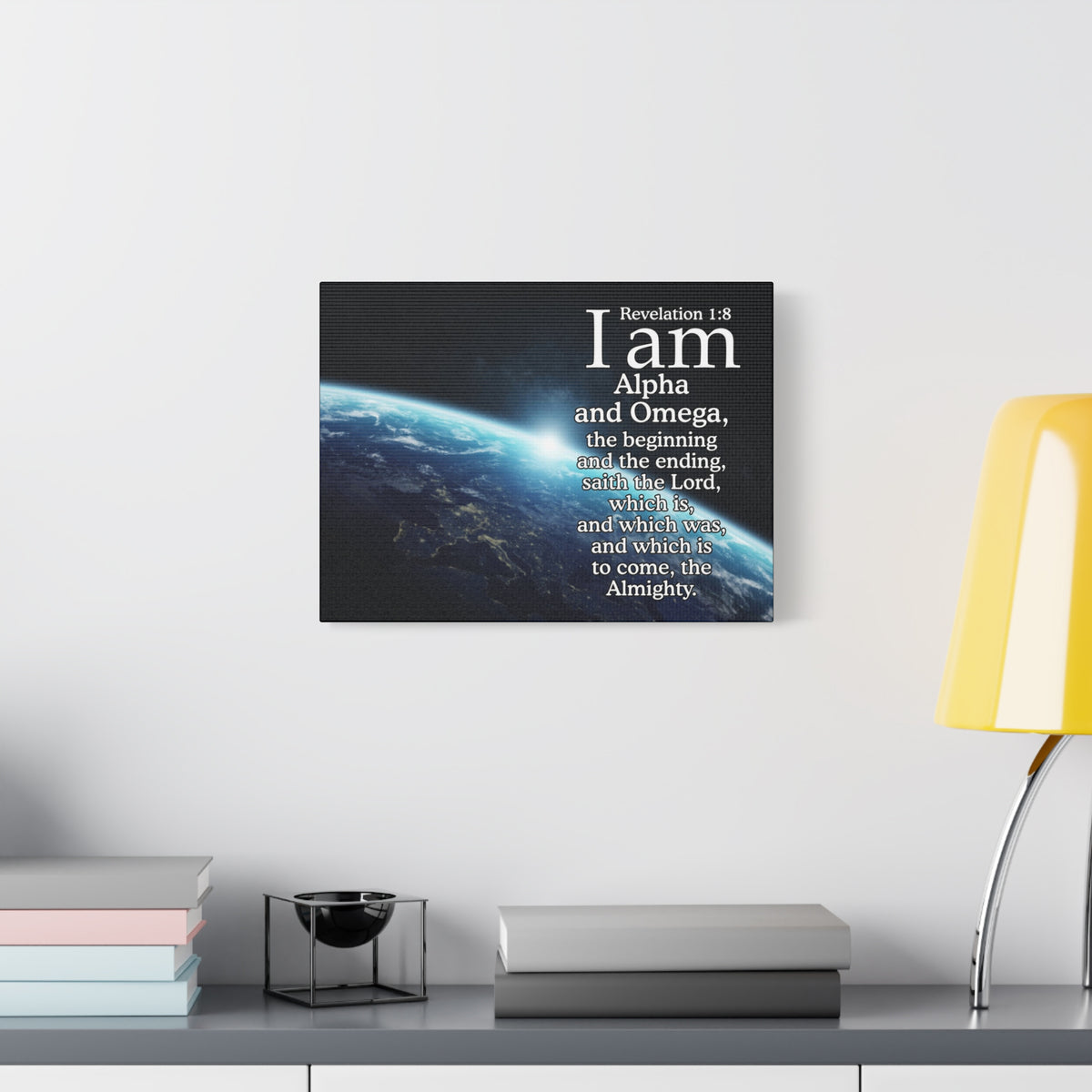 Scripture Canvas Revelation 1:8 Alpha ansd Omega Christian Wall Art Bible Verse Print Ready to Hang-Express Your Love Gifts
