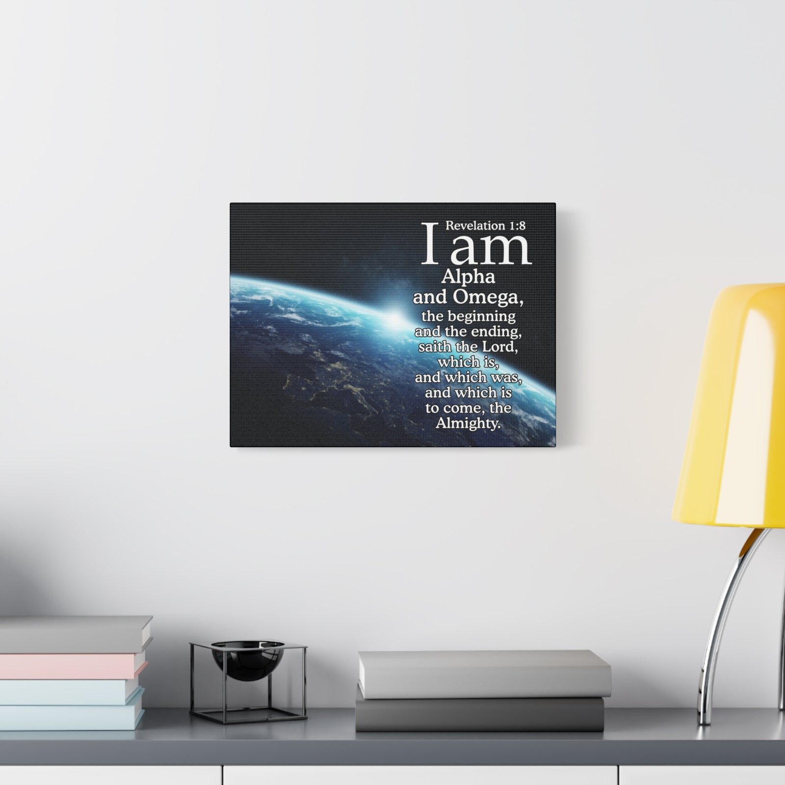 Scripture Canvas Revelation 1:8 Alpha ansd Omega Christian Wall Art Bible Verse Print Ready to Hang-Express Your Love Gifts