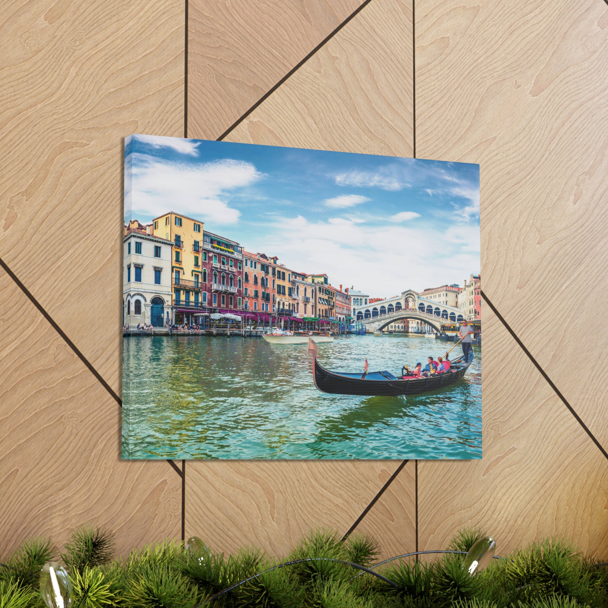 Venice Rialto Bridge Blue Sky Nature Wilderness Photography Canvas Wall Art for Home Decor Ready-to-Hang-Express Your Love Gifts