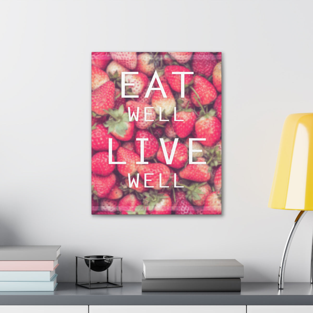 Inspirational Quote Canvas Eat Well Live Well Motivational Print Ready to Hang Artwork-Express Your Love Gifts