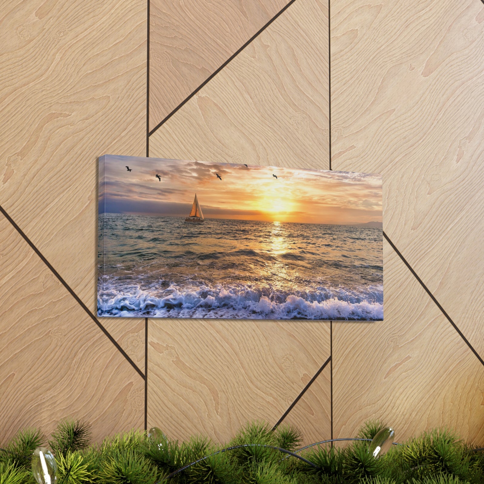 Sailboat Sailing Out To Sea Ocean Canvas Wall Art for Home Decor Ready-to-Hang-Express Your Love Gifts
