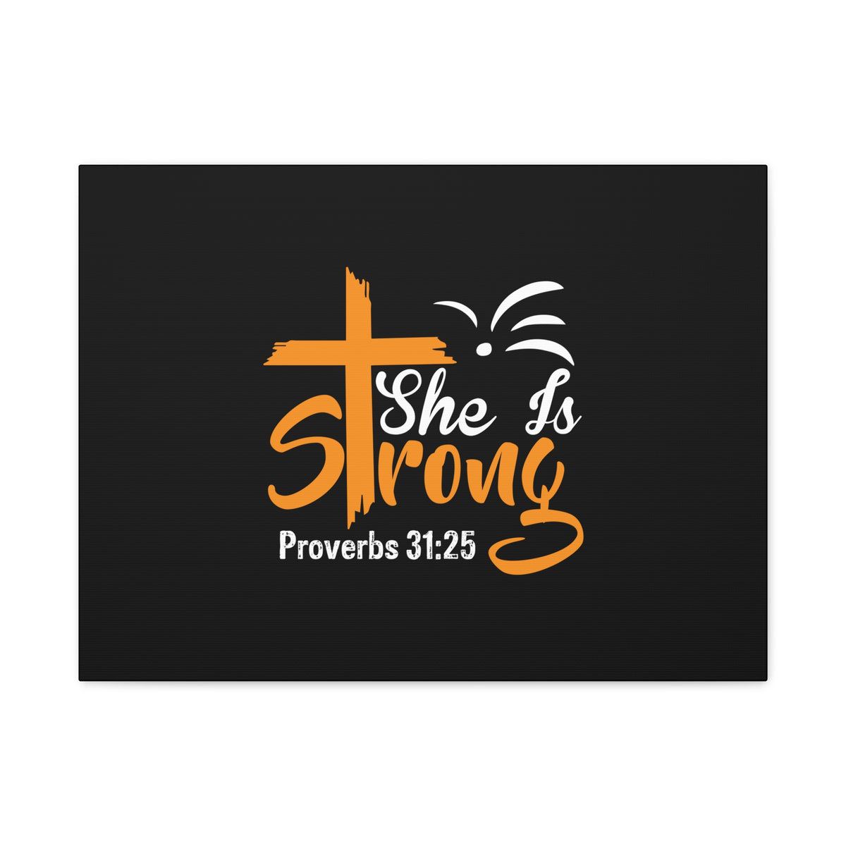 Scripture Canvas She Is Strong Orange Proverbs 31:25 Christian Wall Art Bible Verse Print Ready to Hang-Express Your Love Gifts