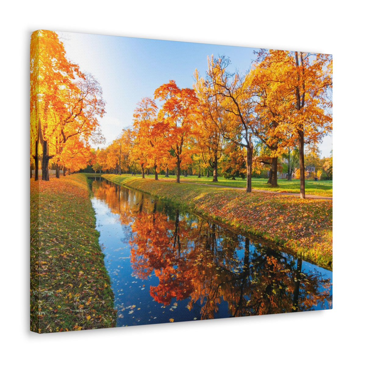 Obvodny Canal in Autumn Forest Floral Nature Photography Canvas Wall Art for Home Decor Ready-to-Hang-Express Your Love Gifts