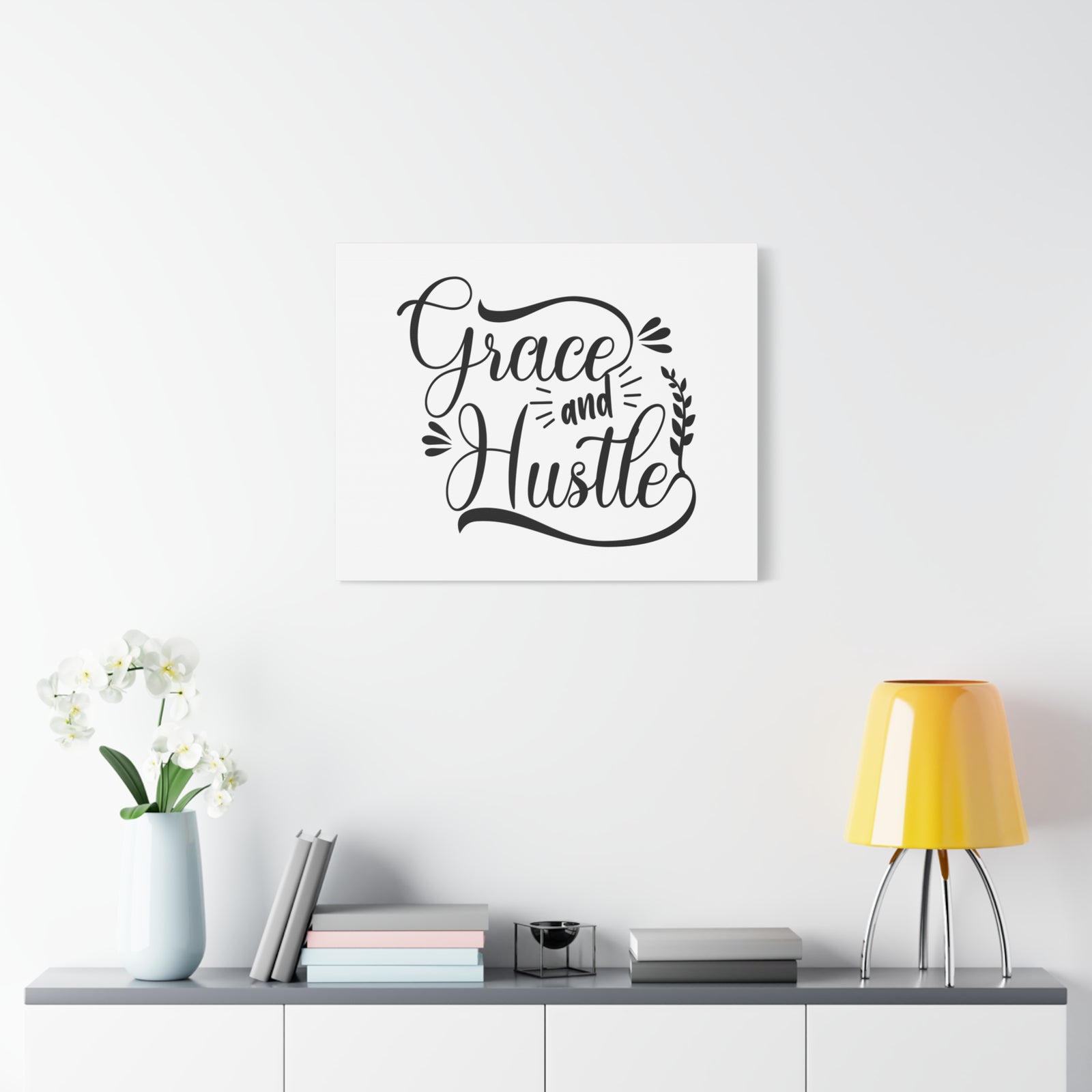 Inspirational Quote Canvas Grace And Hustle Wall Art Motivational Motto Inspiring Prints Artwork Decor Ready to Hang-Express Your Love Gifts