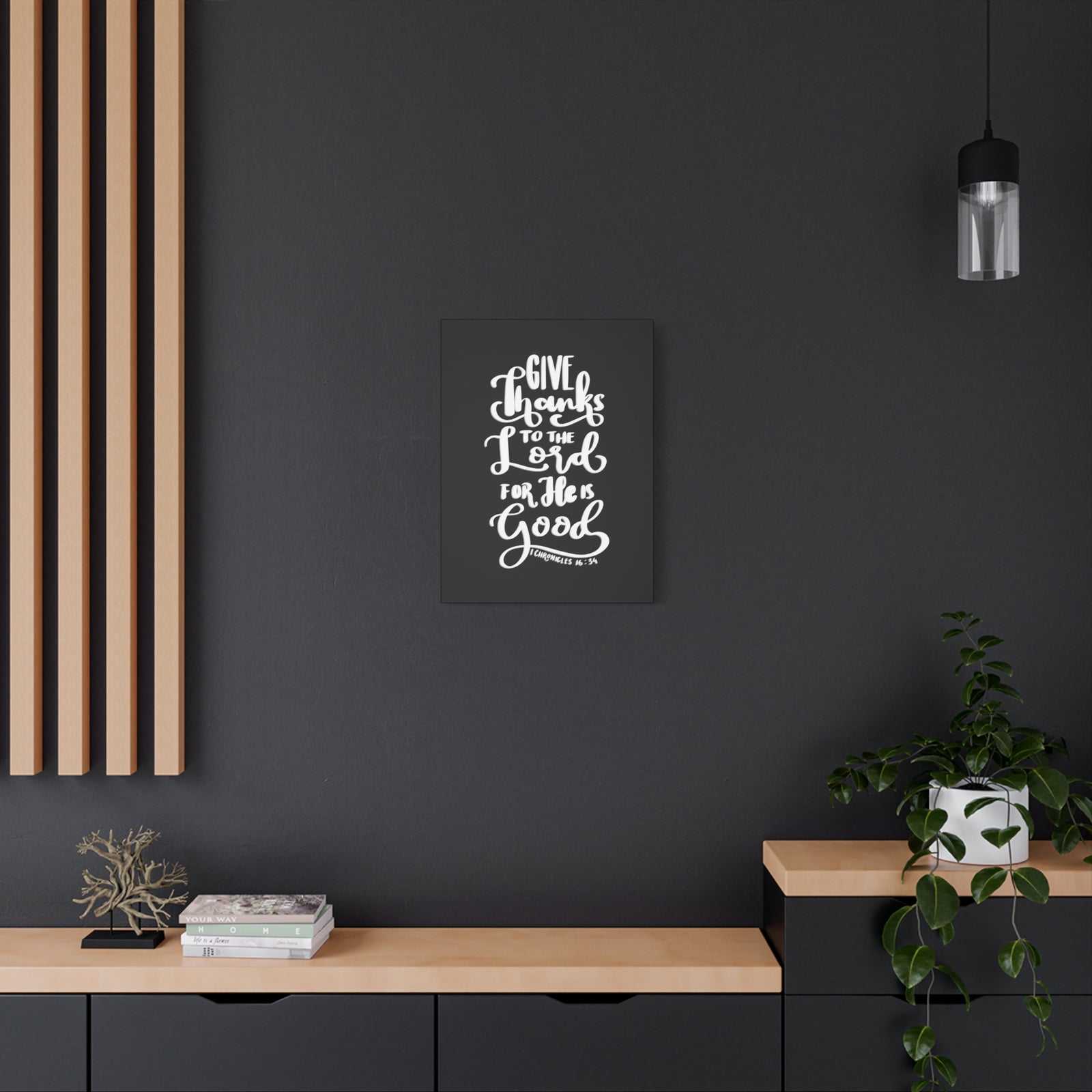 Scripture Walls Give Thanks To The Lord 1 Chronicles 16:34 Bible Verse Canvas Christian Wall Art Ready to Hang-Express Your Love Gifts