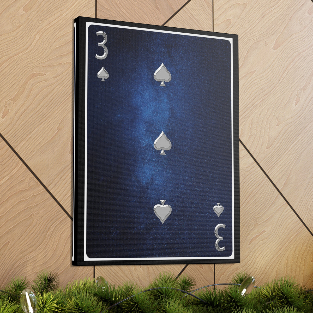 Three Of Spades Space Background Playing Card Canvas Wall Art for Home Decor Ready-to-Hang-Express Your Love Gifts