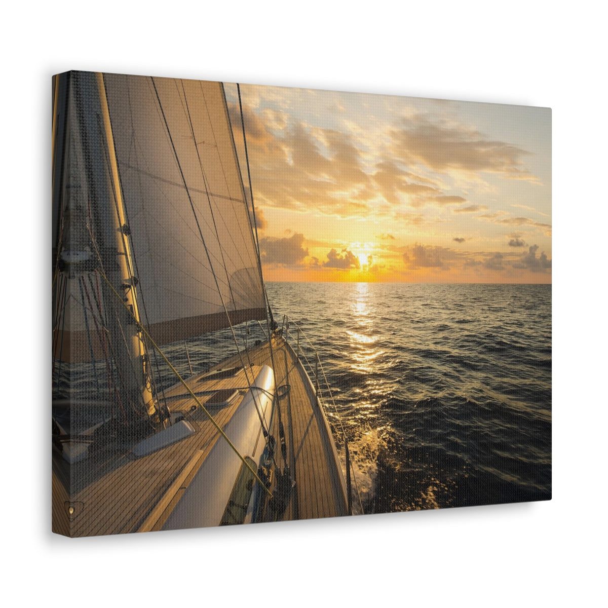 Sailboat Sailing In Mediterranean Sea At Sunset Ocean Canvas Wall Art for Home Decor Ready-to-Hang-Express Your Love Gifts