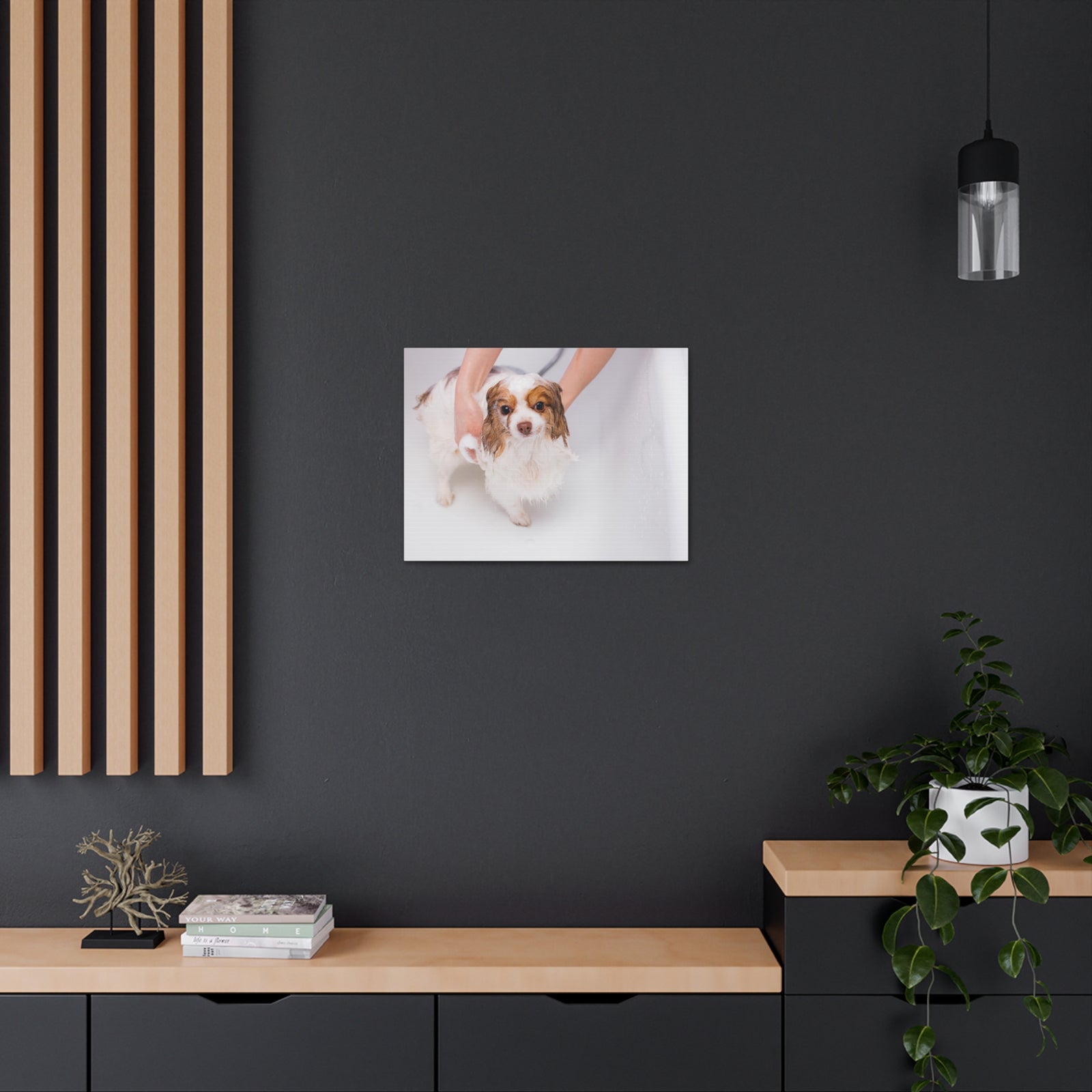 Cute Cavalier King Charles Spaniel Bath Canvas Wall Art for Home Decor Ready-to-Hang-Express Your Love Gifts