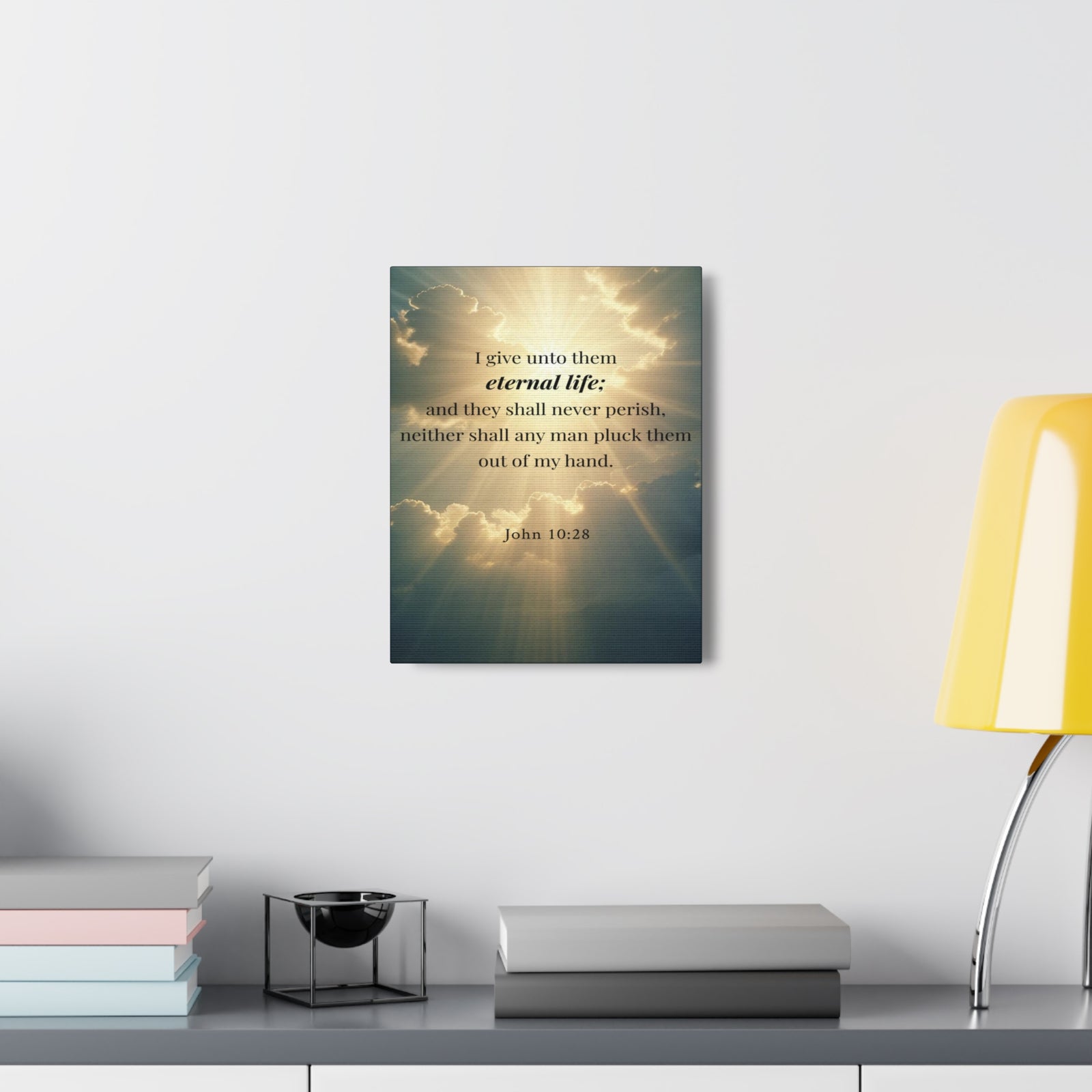 Scripture Walls John 10:28 Eternal Assurance Bible Verse Canvas Christian Wall Art Ready to Hang Unframed-Express Your Love Gifts