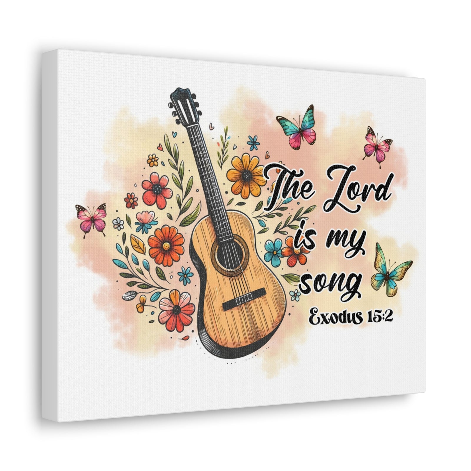 Scripture Walls Exodus 15:2 The Lord is My Song Bible Verse Canvas Christian Wall Art Ready to Hang Unframed-Express Your Love Gifts