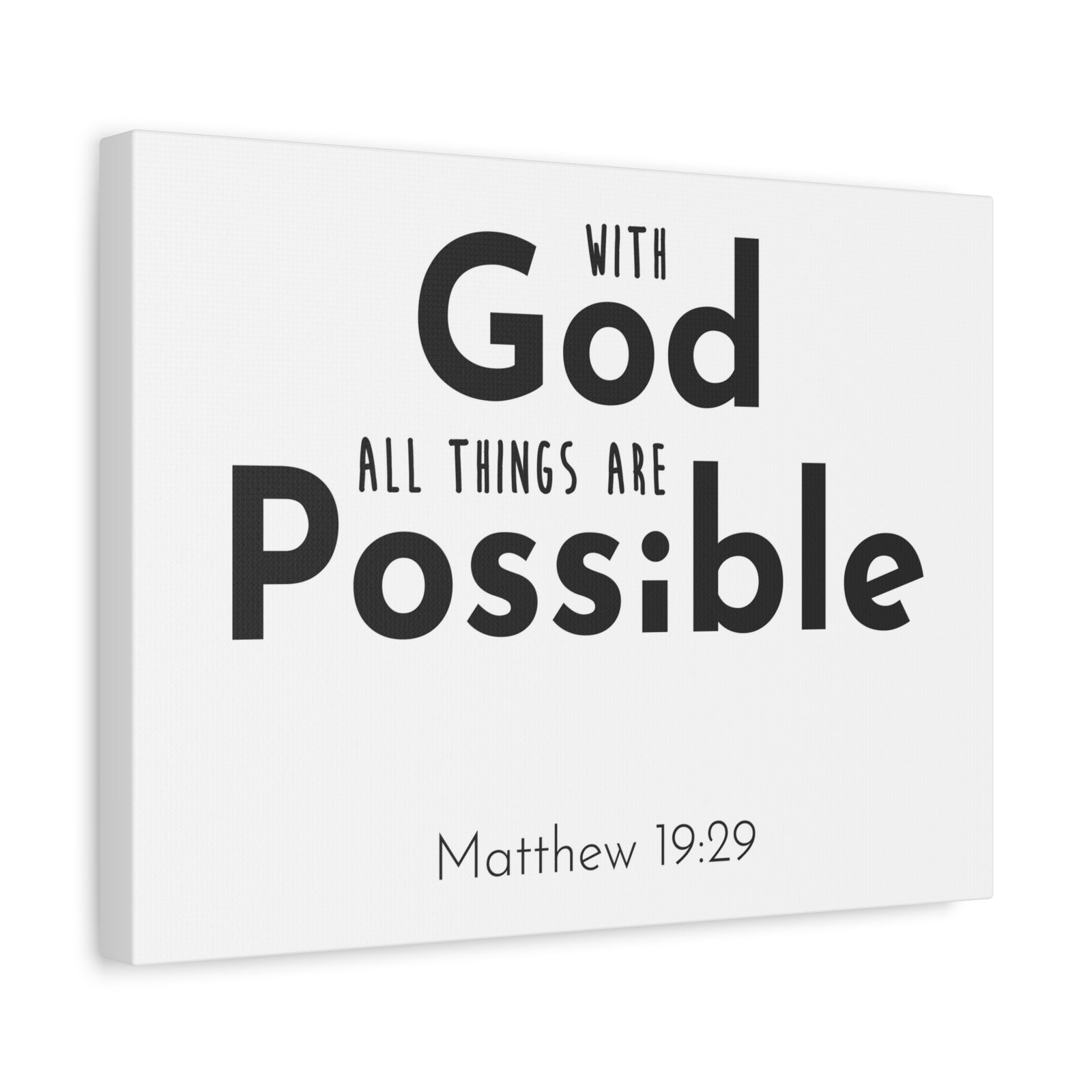 Scripture Canvas With God All Things Matthew 19:29 Christian Wall Art Bible Verse Print Ready To Hang-Express Your Love Gifts