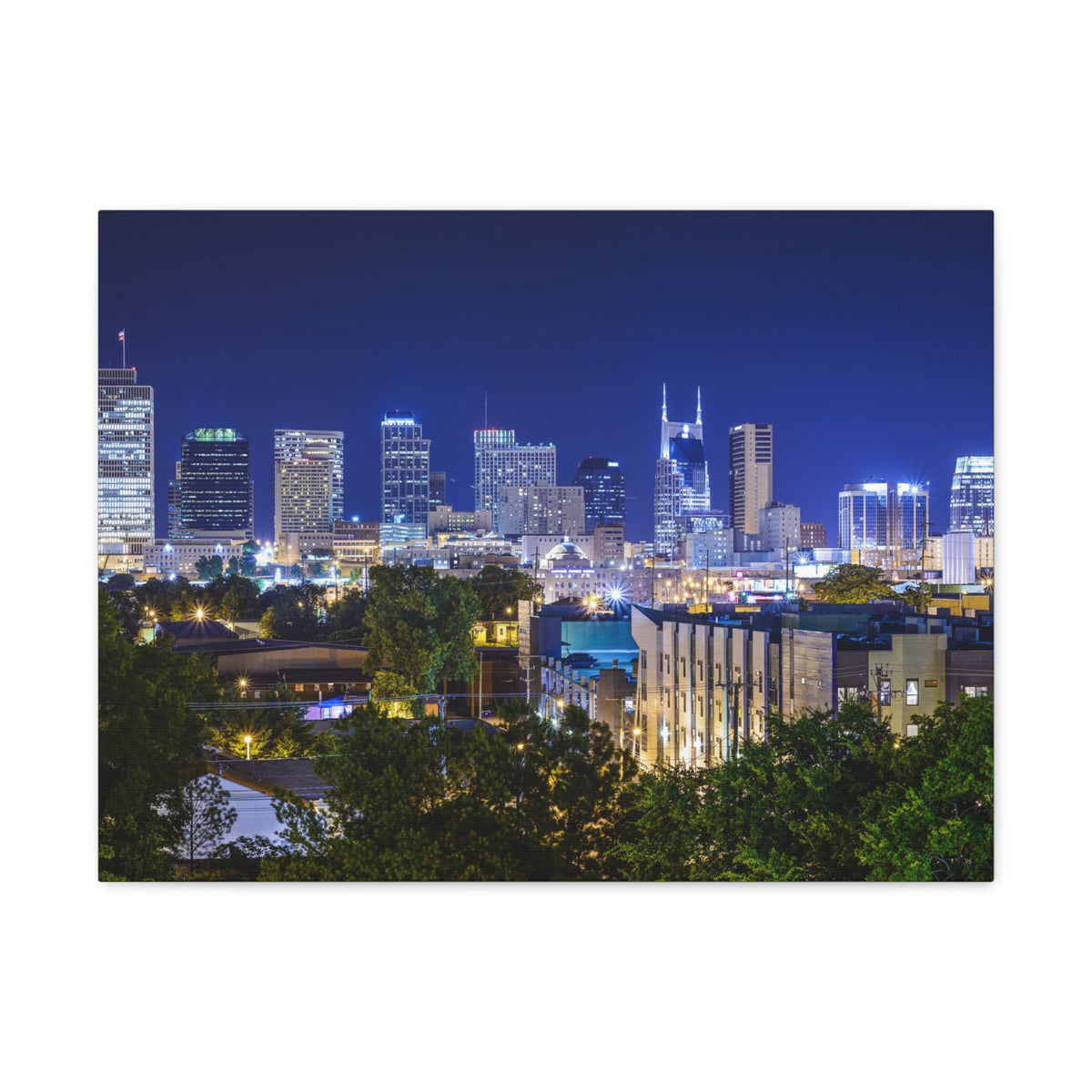 Nashville Night Skyline Canvas Artwork High-Quality Breathtaking Stunning Cityscape for Home Decor Ready to Hang-Express Your Love Gifts