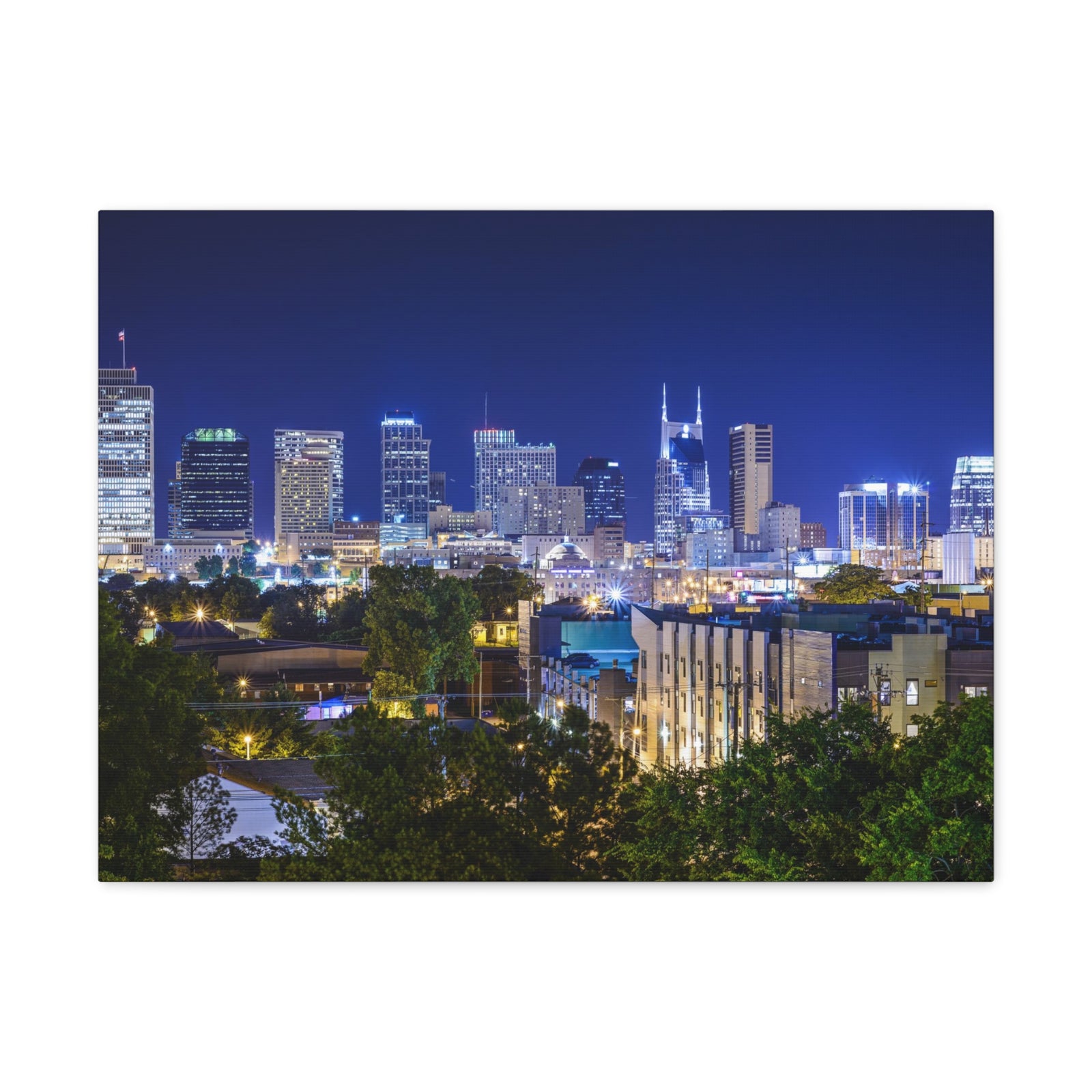 Nashville Night Skyline Canvas Artwork High-Quality Breathtaking Stunning Cityscape for Home Decor Ready to Hang-Express Your Love Gifts