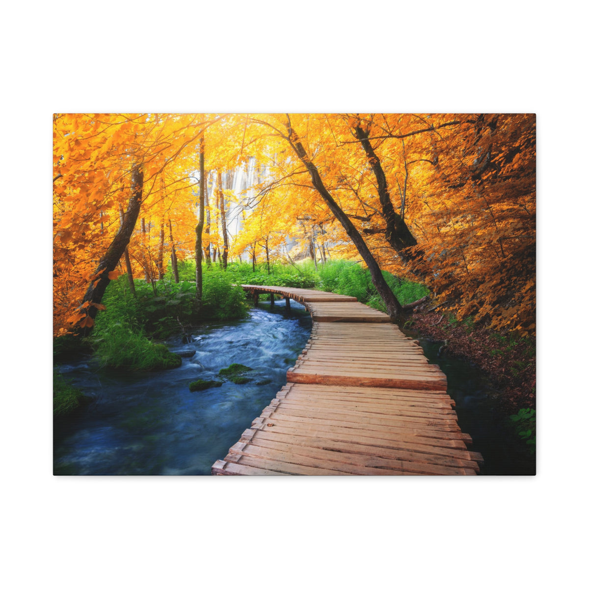 Path Autumn Orange Tree Nature Wilderness Photography Canvas Wall Art for Home Decor Ready-to-Hang-Express Your Love Gifts