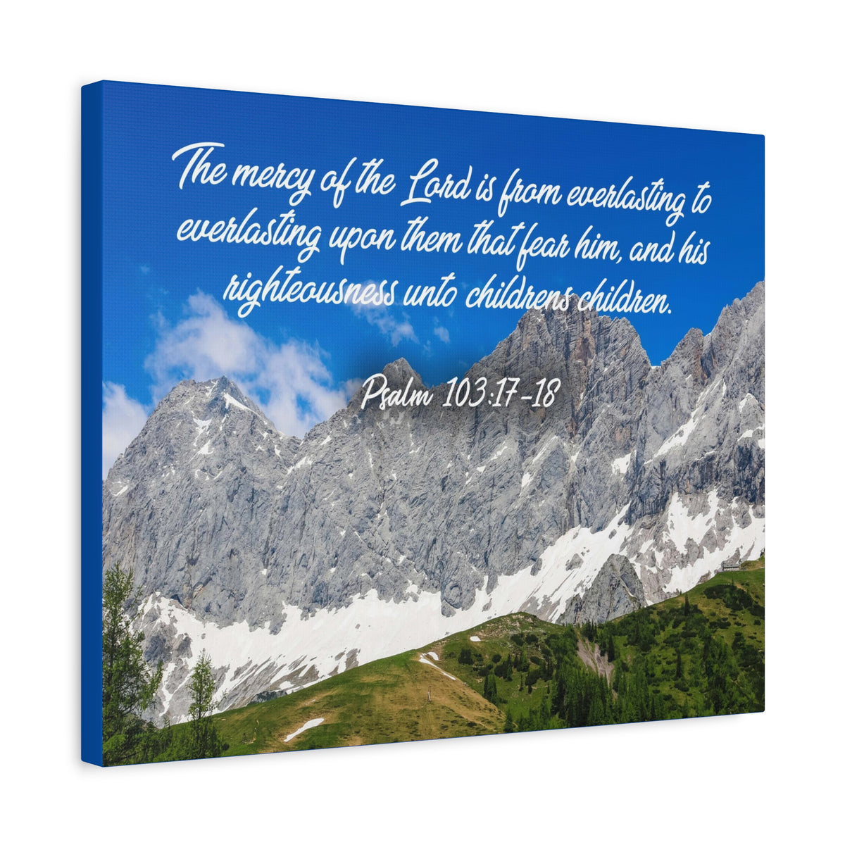 Scripture Canvas The Mercy of The Lord Psalm 103:17-18 Christian Wall Art Bible Verse Print Ready to Hang-Express Your Love Gifts