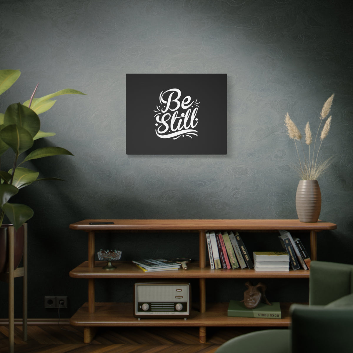 Scripture Canvas Be Still White Psalm 46:10 Christian Wall Art Bible Verse Print Ready to Hang-Express Your Love Gifts