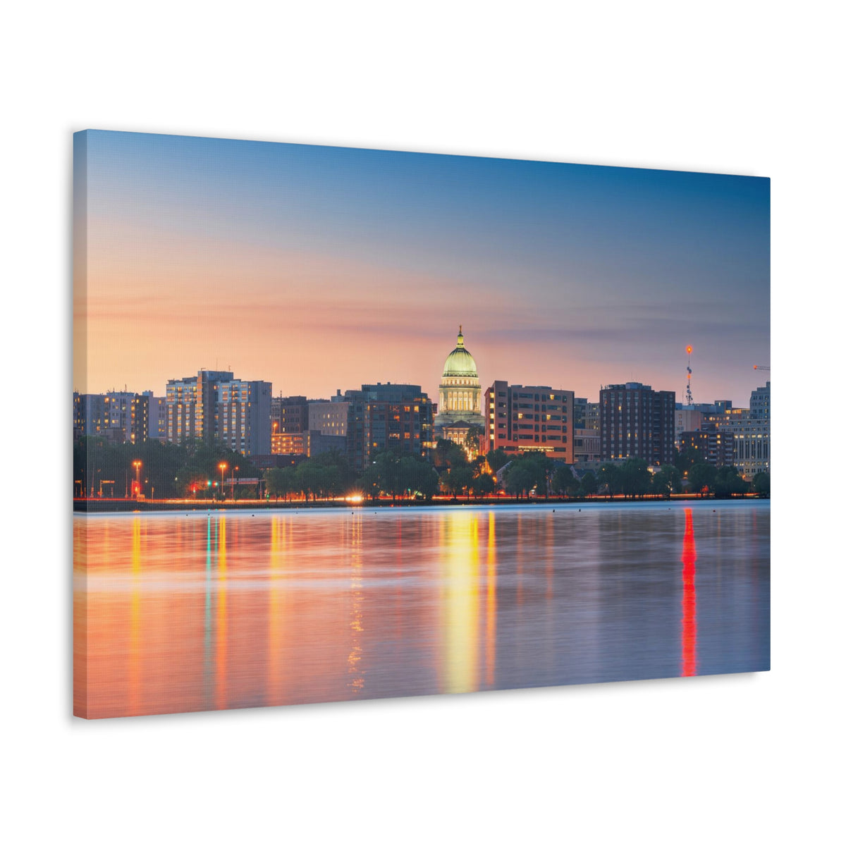 Madison Night Skyline Canvas Artwork High-Quality Breathtaking Stunning Cityscape for Home Decor Ready to Hang-Express Your Love Gifts