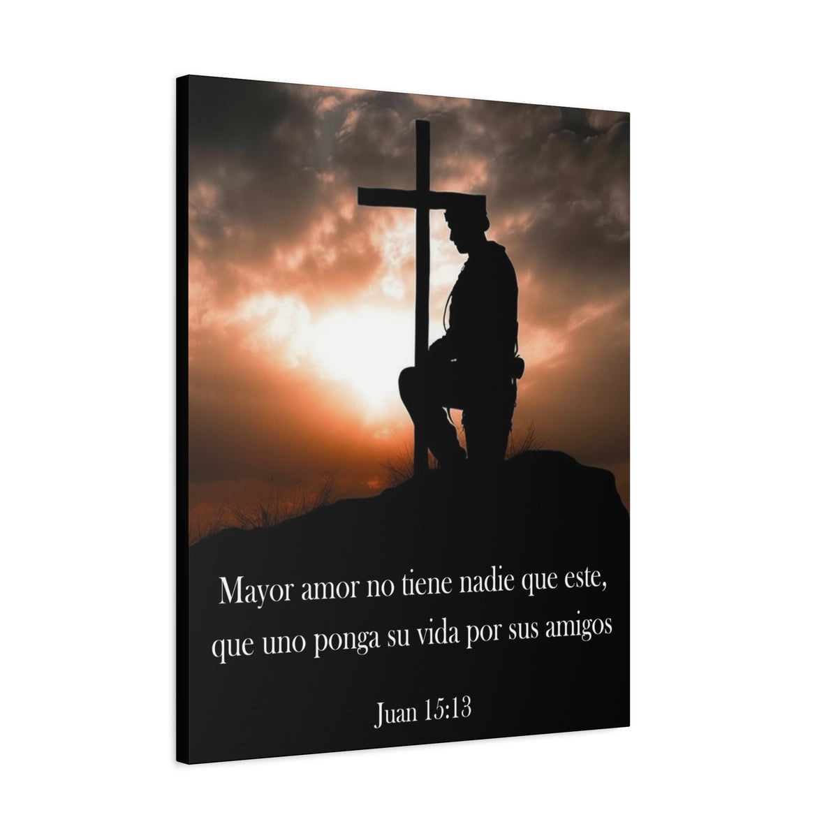 Scripture Walls John 15:13 Greater Love Soldier at Cross Christian Wall Art Print Ready to Hang Unframed-Express Your Love Gifts