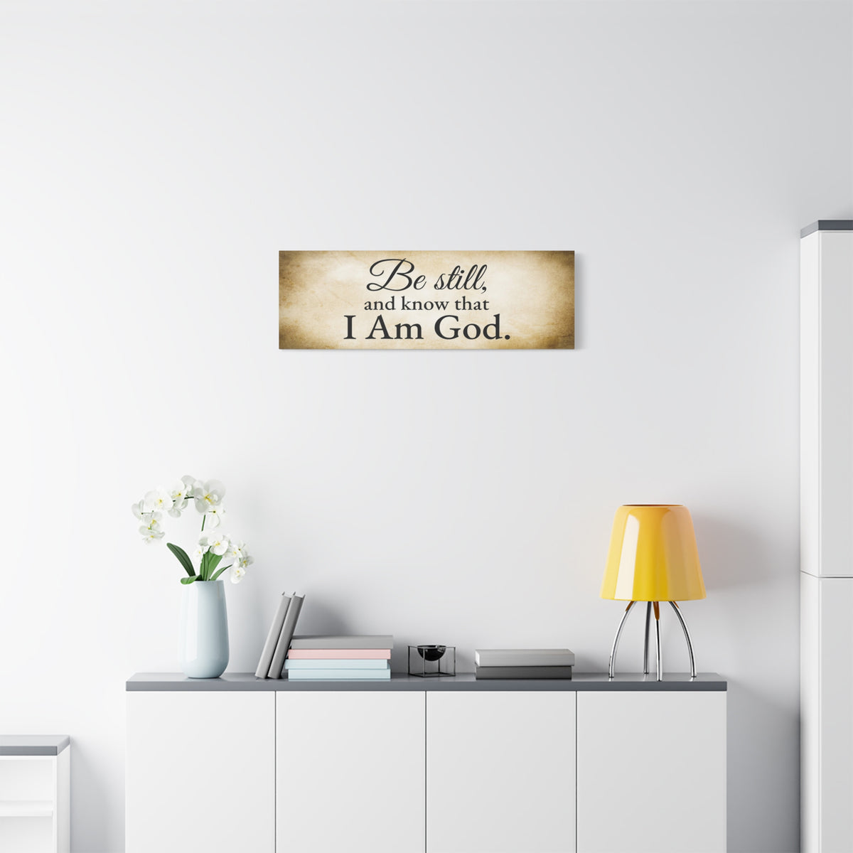 Scripture Walls Be Still Psalm 46:10 Gold Bible Verse Canvas Christian Wall Art Ready to Hang Unframed-Express Your Love Gifts