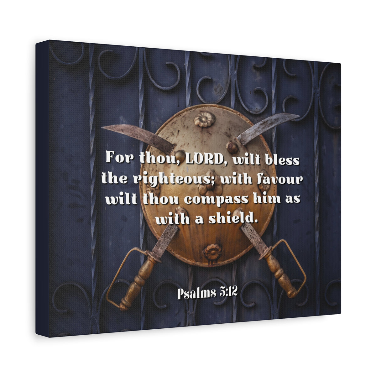Scripture Canvas Bless The Righteous Psalm 5:12 Christian Wall Art Bible Verse Print Ready to Hang-Express Your Love Gifts